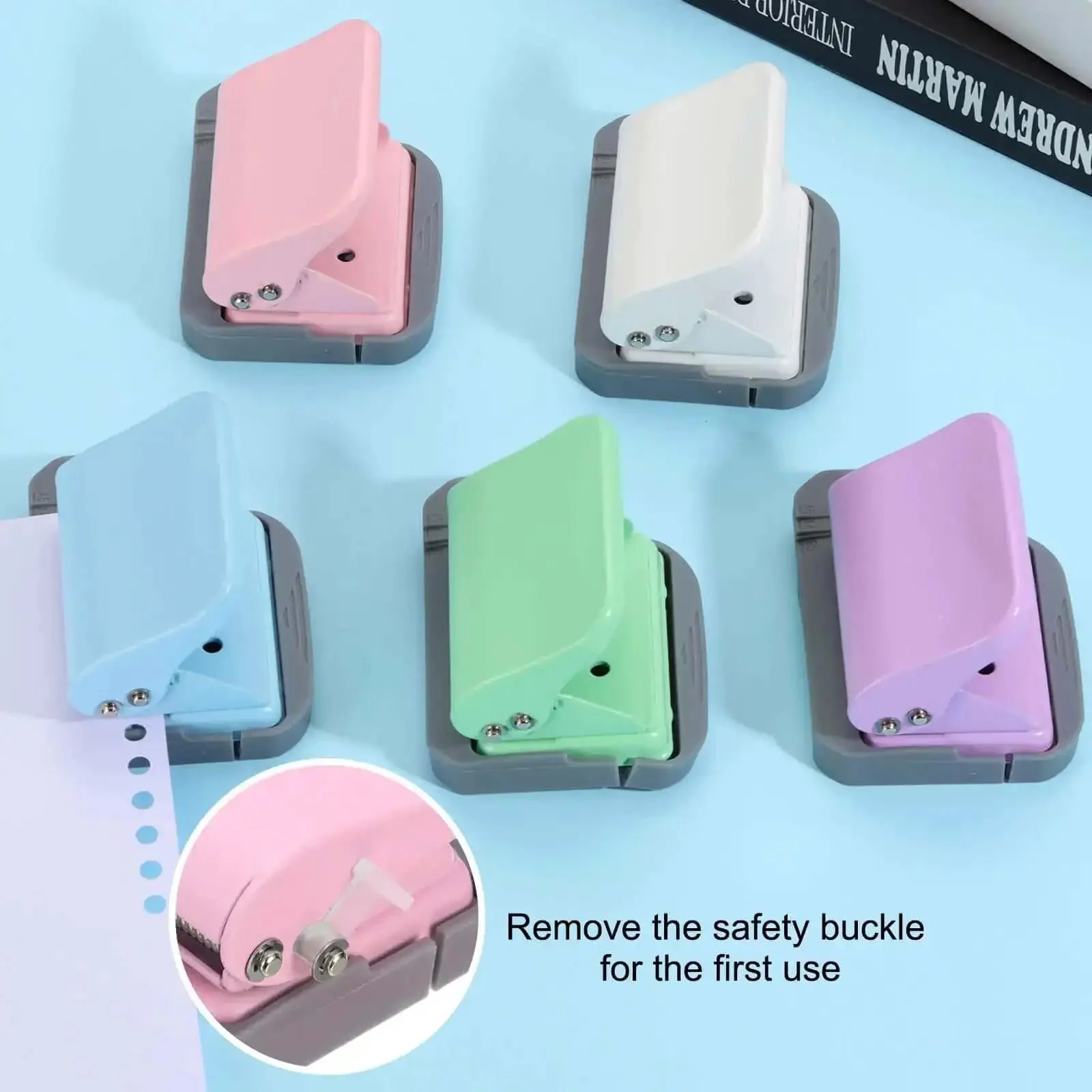 Six Hole Paper Punch One Quarter Inch Metal Hole Puncher For Office And Home Punches Up To Five Sheets Sturdy All Metal Construction Pink Color Dope Durability For Loose Leaf Paper Durable Office Supplies - Image 4