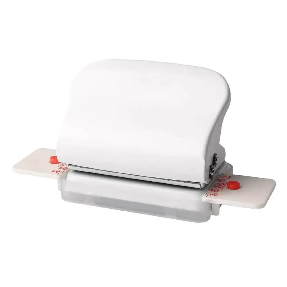 Six Hole Puncher For Loose Leaf Notebooks And Scrapbooks, A4 A5 B5 Compatible Handheld Circle Paper Puncher, Easy Grip Durable Metal Construction With 5 Sheet Capacity White