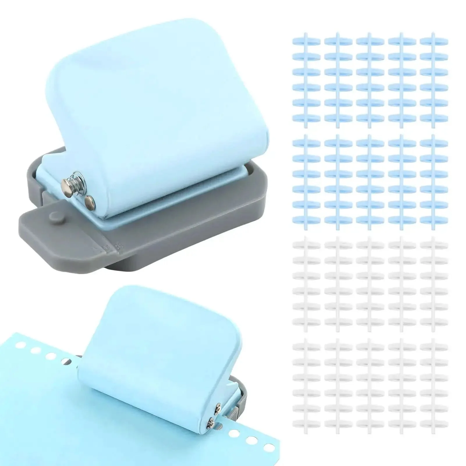 Six Hole Spiral Binding Punch For Planners And Home Office 8 Sheet Capacity Includes 20 Binder Rings Portable Handheld Metal Paper Puncher For Easy Loose Leaf Binding Ideal For Study Organization And DIY Projects - Image 2