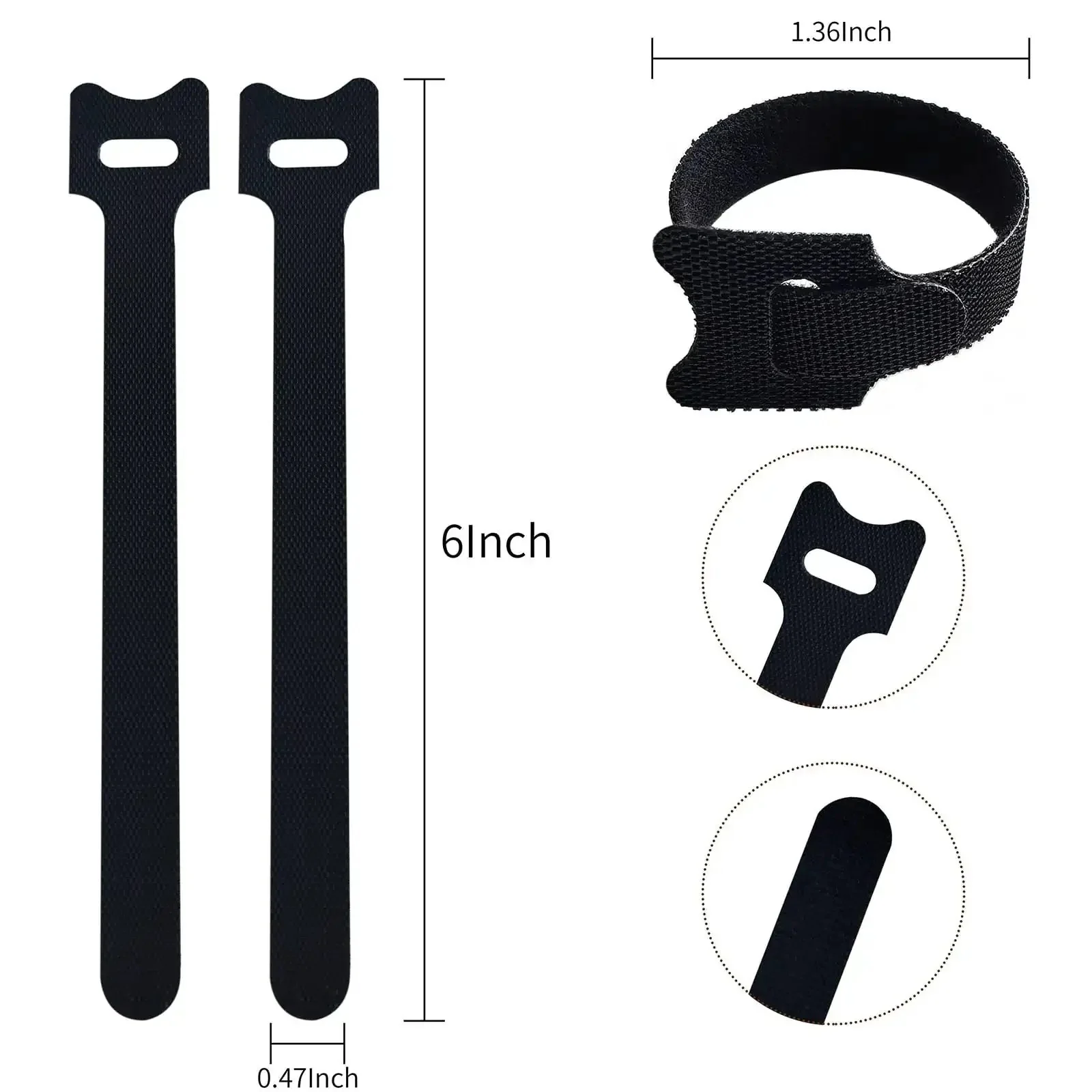 Six Inch Black Reusable Cable Ties For No Fuss Multi Purpose Cord Organization And Cable Management With Hook And Loop Fasteners Ideal For Home Office Data Centers And Tech Setups 60 Pack - Image 6