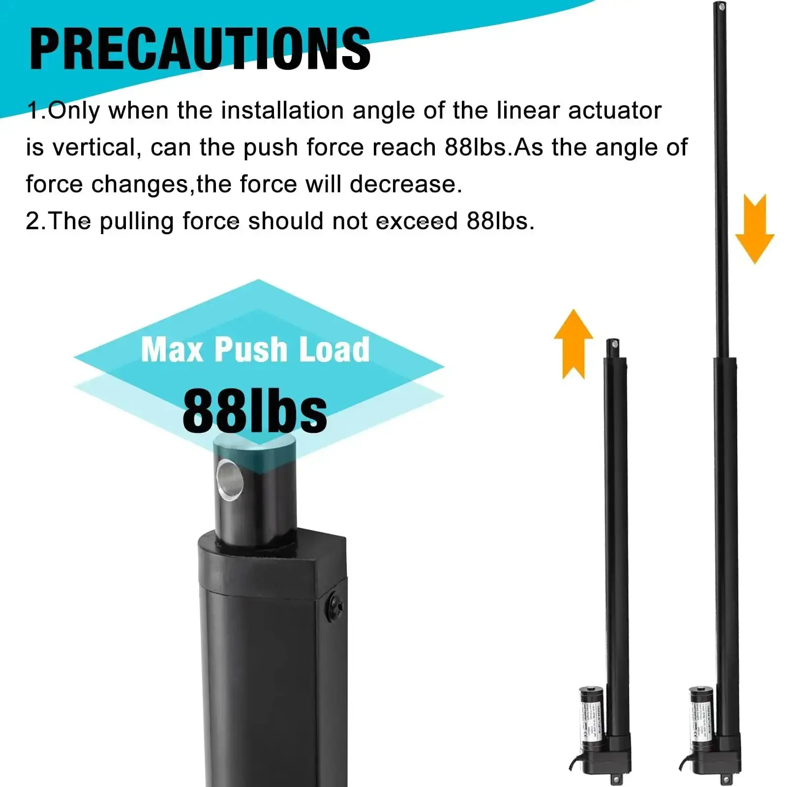 Six Inch High Speed Linear Actuator With Travel Rate Of 1.34 Inches Per Second At 12 Volts Waterproof IP65 88 Lbs Load Capacity 400 Newtons Includes Mounting Brackets Built Tough Motion - Image 6