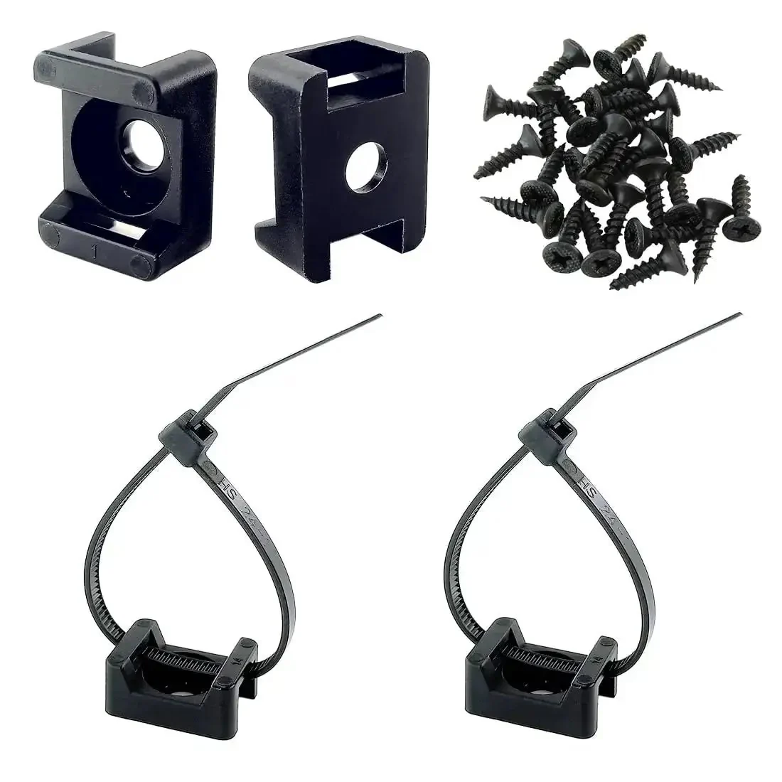 Six Inch Nylon Cable Ties With Saddle Mounts Base Kit And Screws For Baseboard Wall Or Desk Organization 100 Zip Ties 100 Mounts 100 Screws Tough As Nails Nylon 6 6 UL Certified