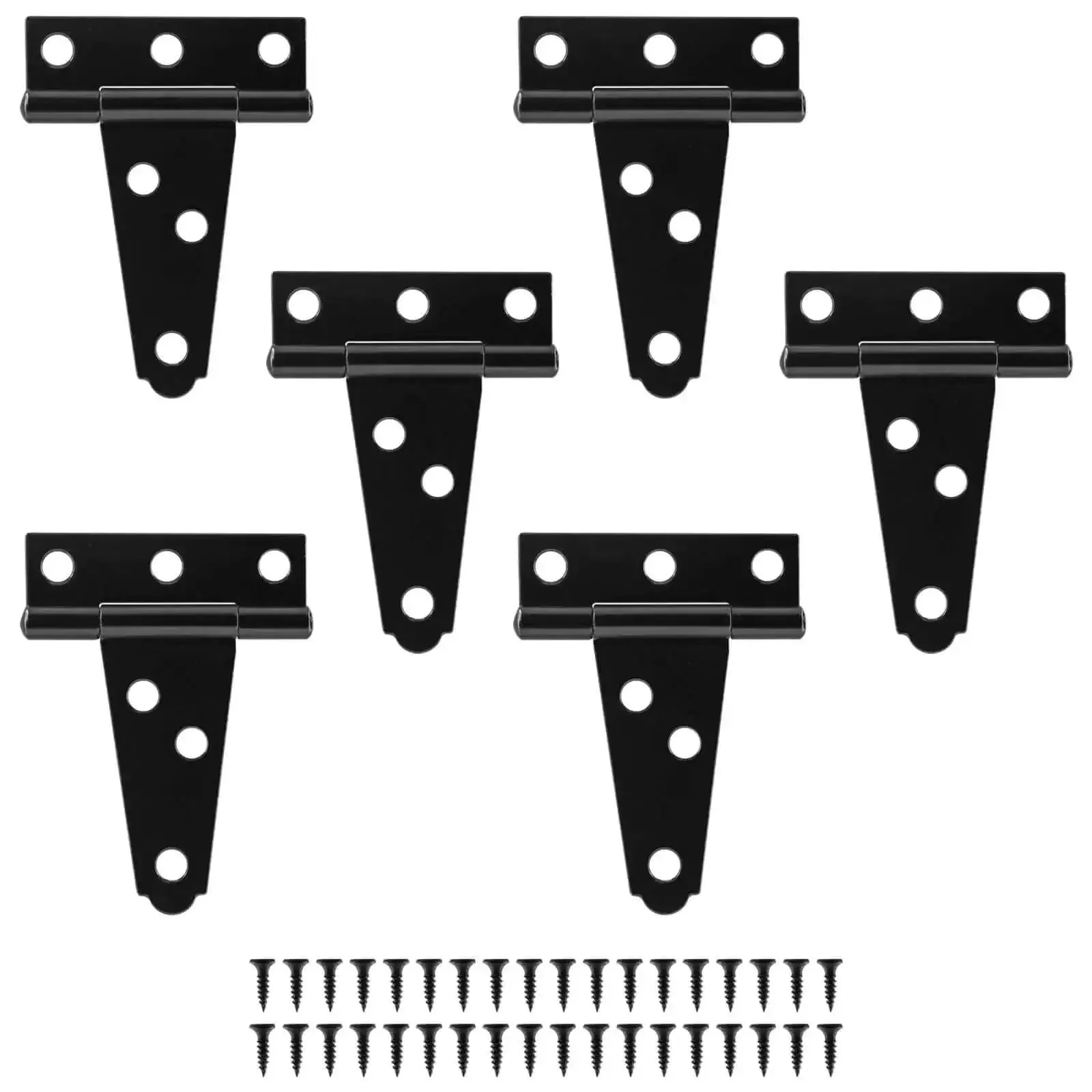 Six Pack 2 Inch Black T Strap Shed Hinge Beefy Heavy Duty Barn Door Hinges Gate Strap T Hinges For Barn Doors Sheds And Wooden Fences With Rugged Solid Iron Construction And Included Screws