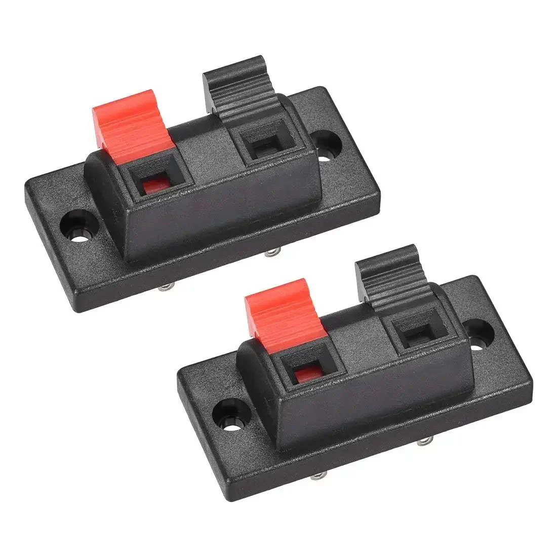 Six Pack 2 Way Speaker Spring Terminal Clips Connectors WP2-10 Push Release Test Clips For Quick Wire Hookups Solid Connection Fits AWG 24 To 16 Cables Red Black Color Coding 50V 3A Spring Loaded Terminal Strip Block - Image 3