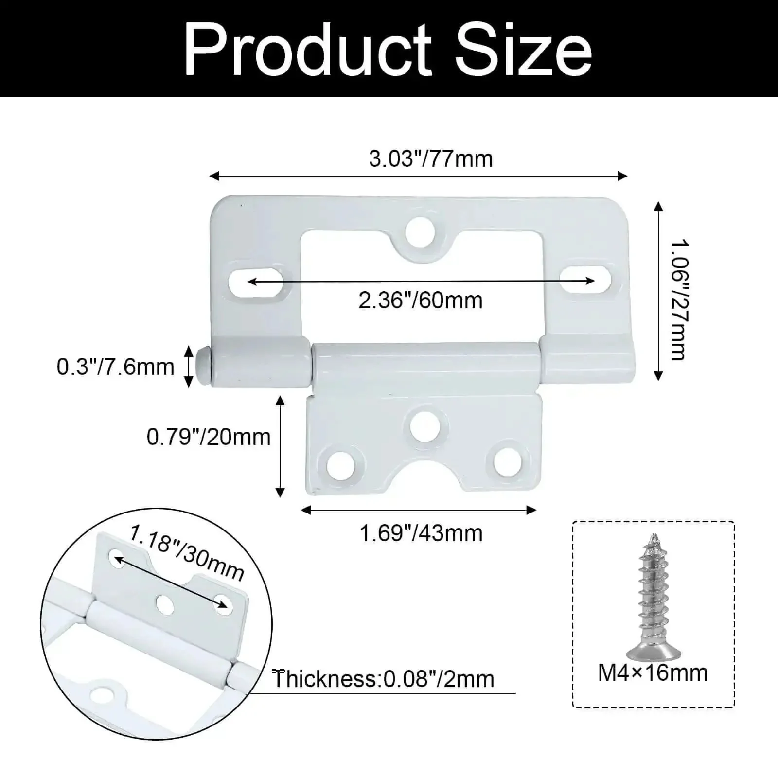 Six Pack 3 Inch Non Mortise Door Hinges With Screws Heavy Duty Stainless For Motorhome RV Camper Trailer Kitchen Bathroom White No Squeak 360 Degree Smooth Swing - Image 5