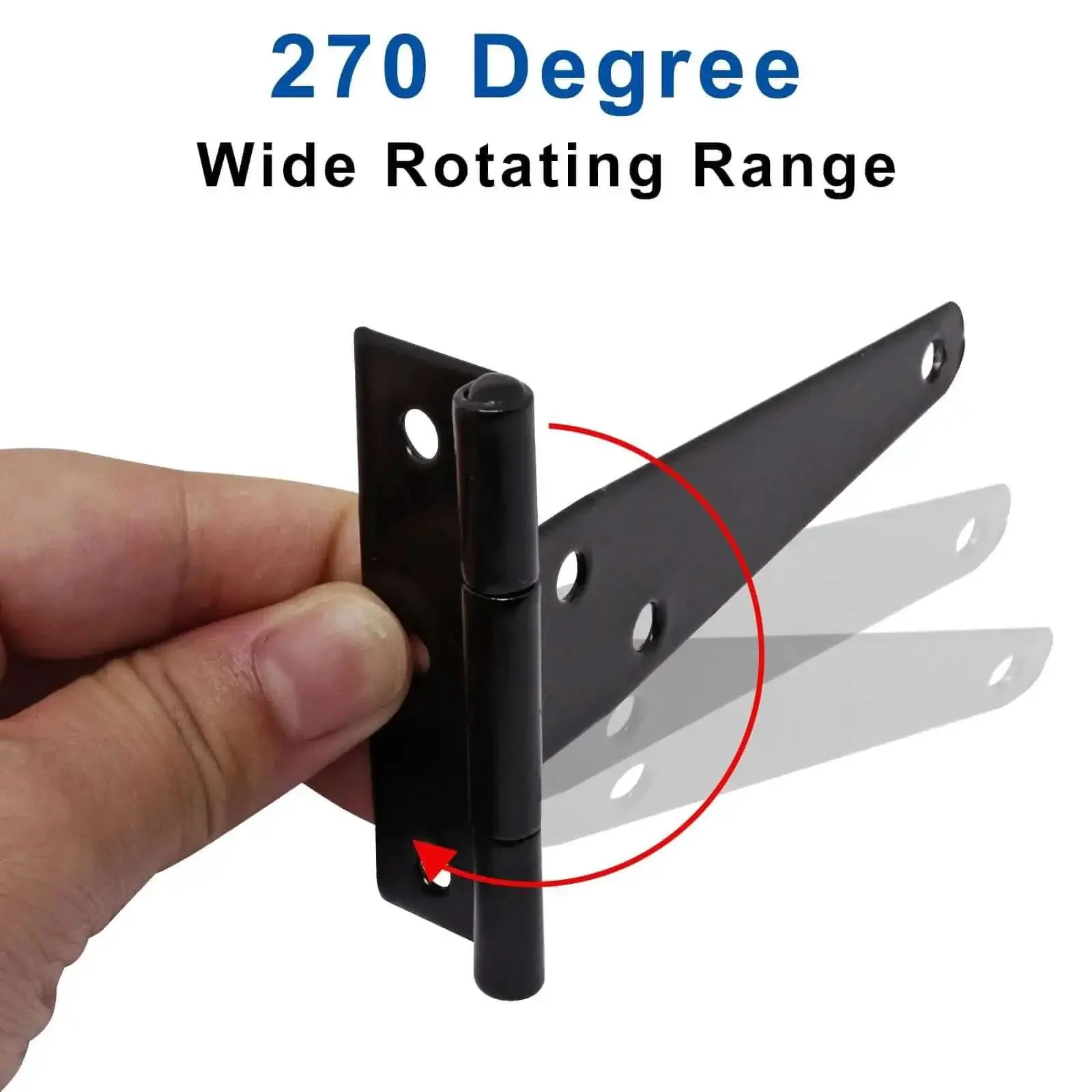 Six Pack 4 Inch T Strap Hinges Black Outdoor Gate Hinges For Wooden Fences Beefy Heavy Duty Tee Hinges For Shed Barn Doors Gates Rugged Carbon Steel With Galvanized Matte Black Finish - Image 5