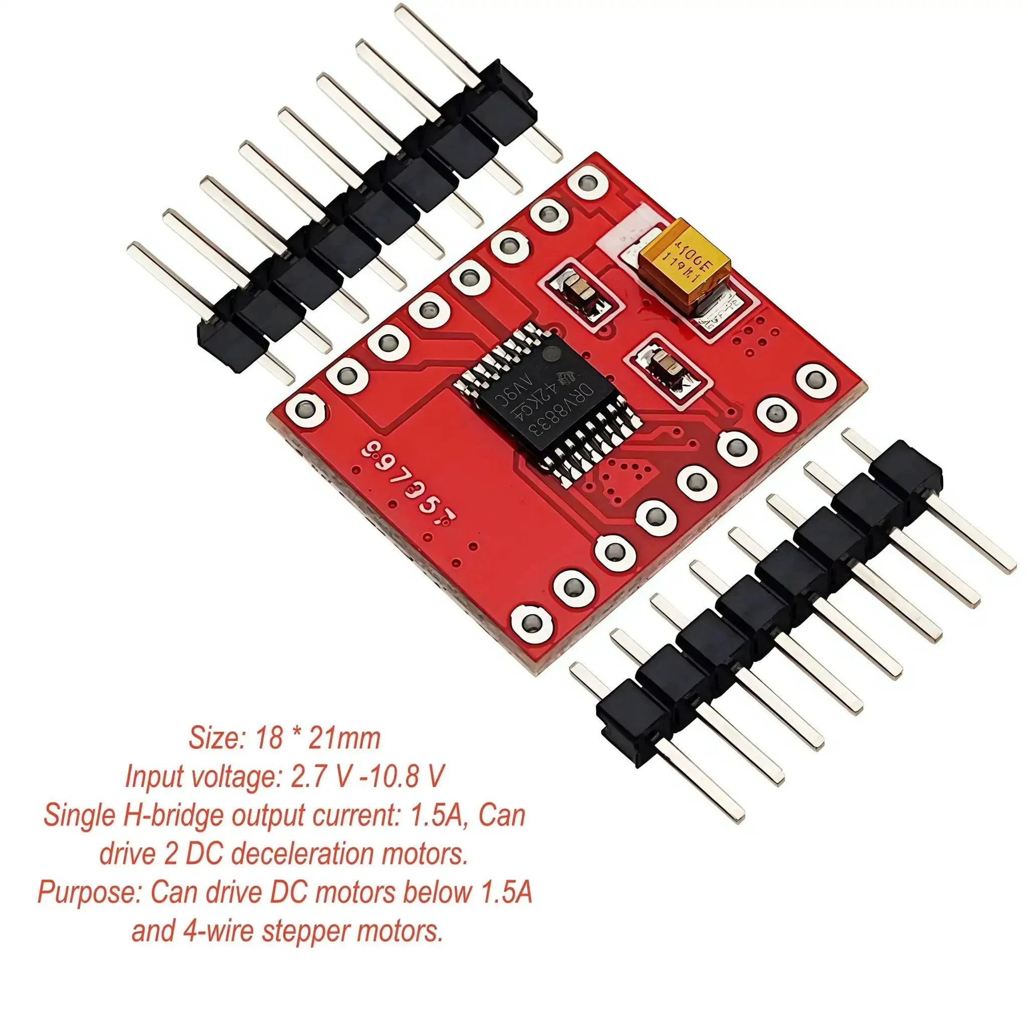 Six Pack DRV8833 Dual DC Motor Driver Module H Bridge Board For Arduino TB6612 Compatible Drives Two DC Motors Up To 1.5A Per Channel With 2.7V To 10.8V Input Built In Overcurrent Short Undervoltage Overheat Protections And Sleep Mode - Image 2