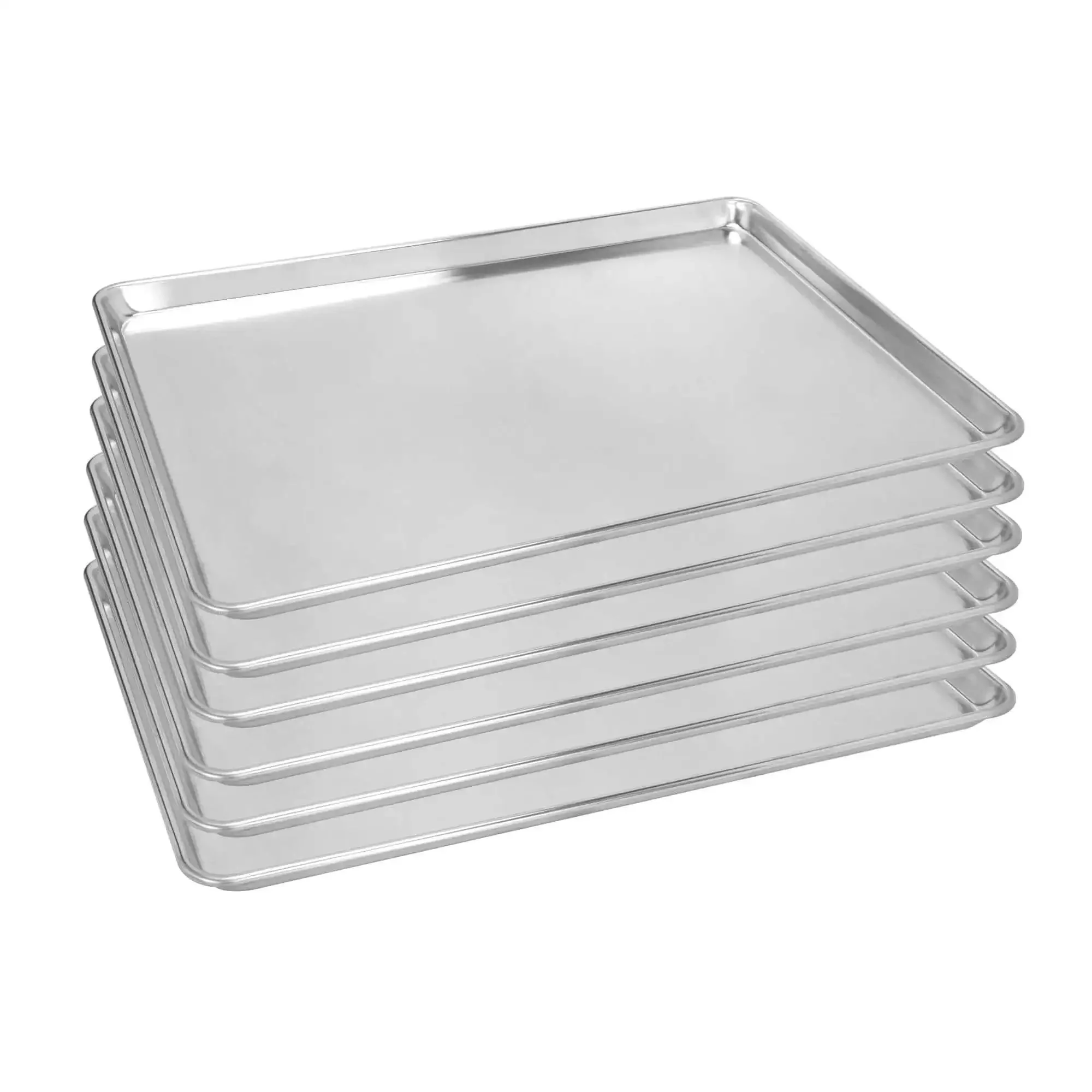 Six Pack Full Size Aluminum Baking Sheets Set, Nonstick Durable Cookie Sheets 26 By 18 Inches, NSF Certified, Oven Safe Up To 500 Degrees, Ideal For Home Bakes, Restaurants And Catering, Heavy Duty Aluminum Construction