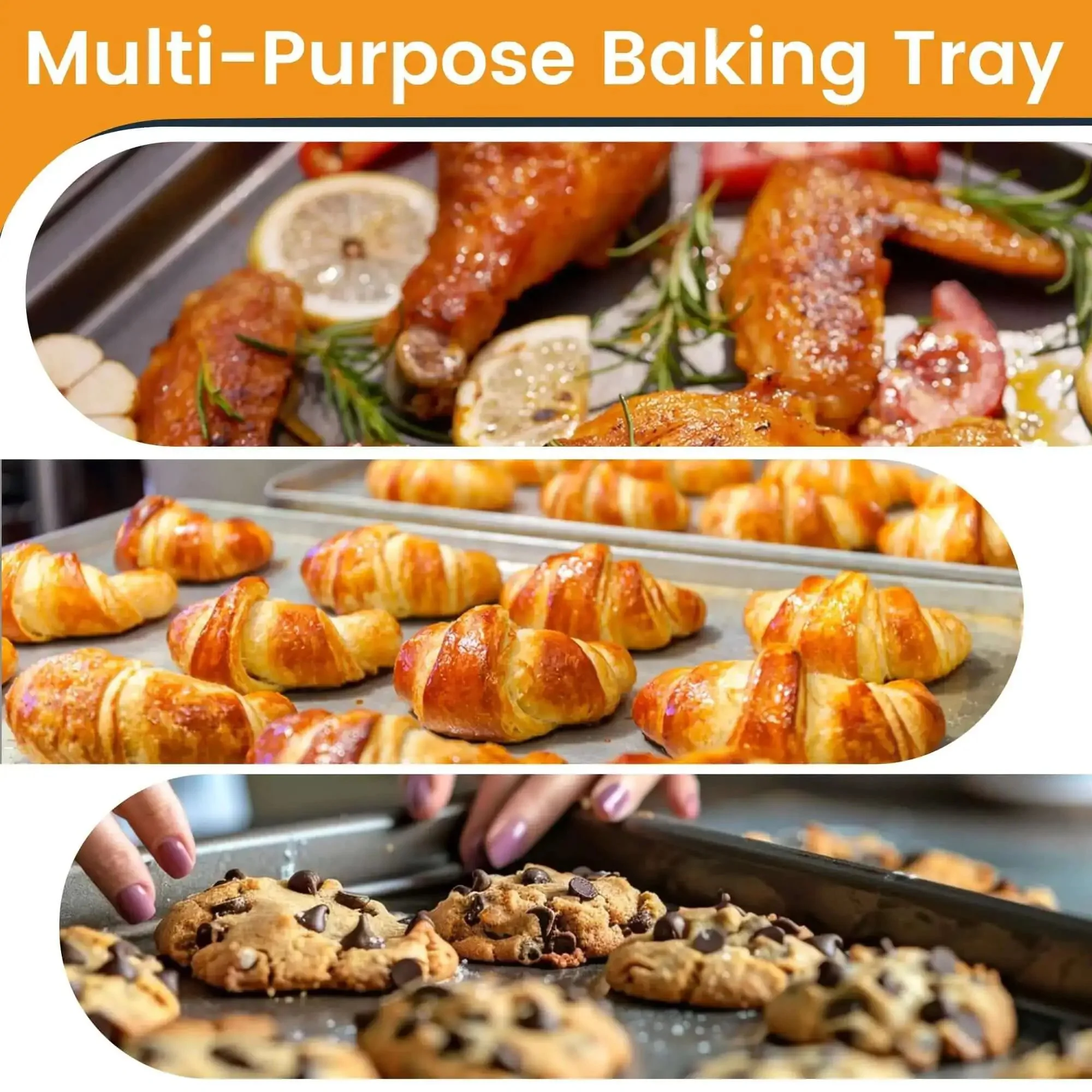 Six Pack Full Size Aluminum Baking Sheets Set, Nonstick Durable Cookie Sheets 26 By 18 Inches, NSF Certified, Oven Safe Up To 500 Degrees, Ideal For Home Bakes, Restaurants And Catering, Heavy Duty Aluminum Construction - Image 2