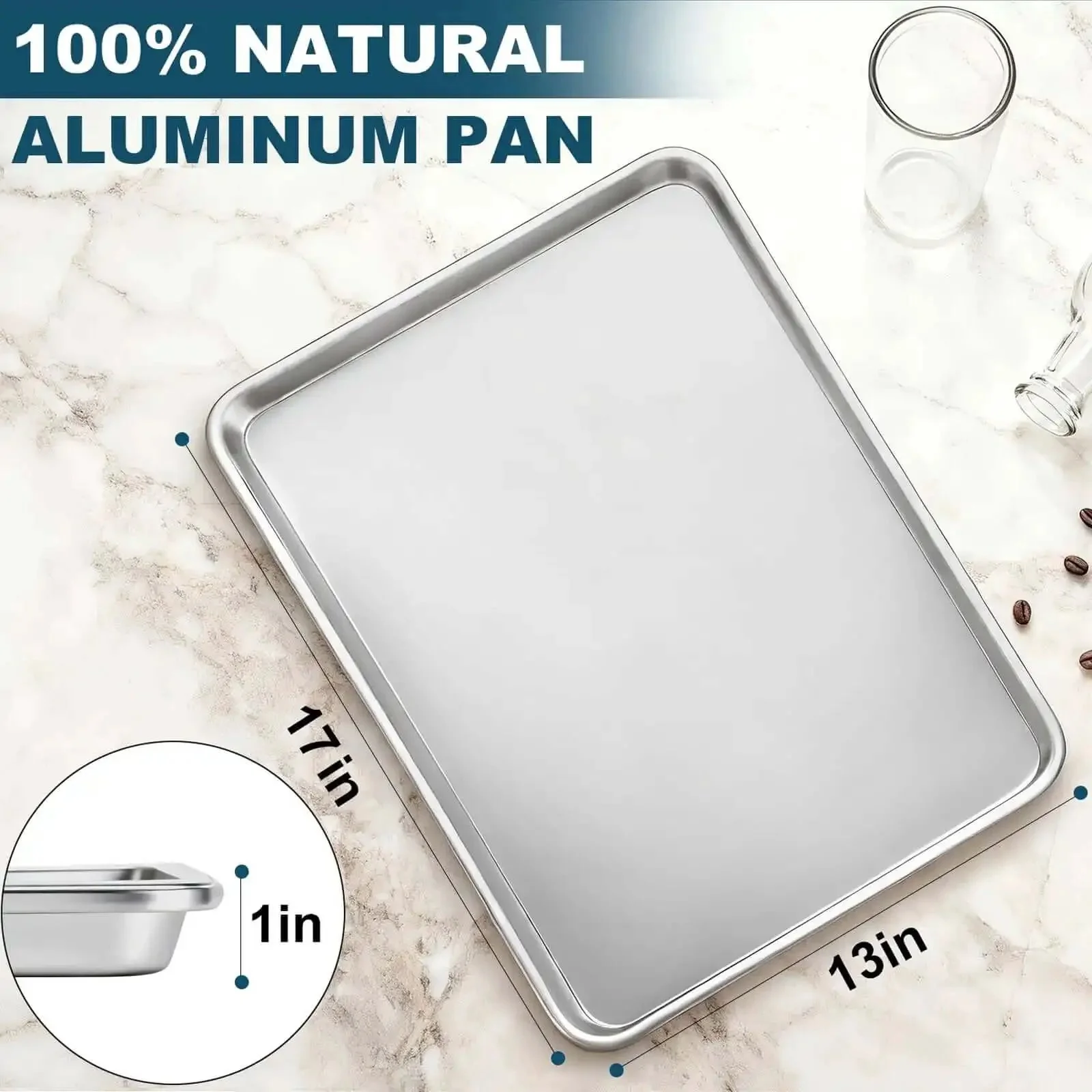 Six Pack Half Size Aluminum Baking Sheets Set For Oven Roasting PFOA PFOS PTFE Free Bare Aluminum Heavy Duty Trays That Will Not Warp 13 By 17 Inch Commercial Grade Cookie Sheets For Baking And Roasting - Image 3