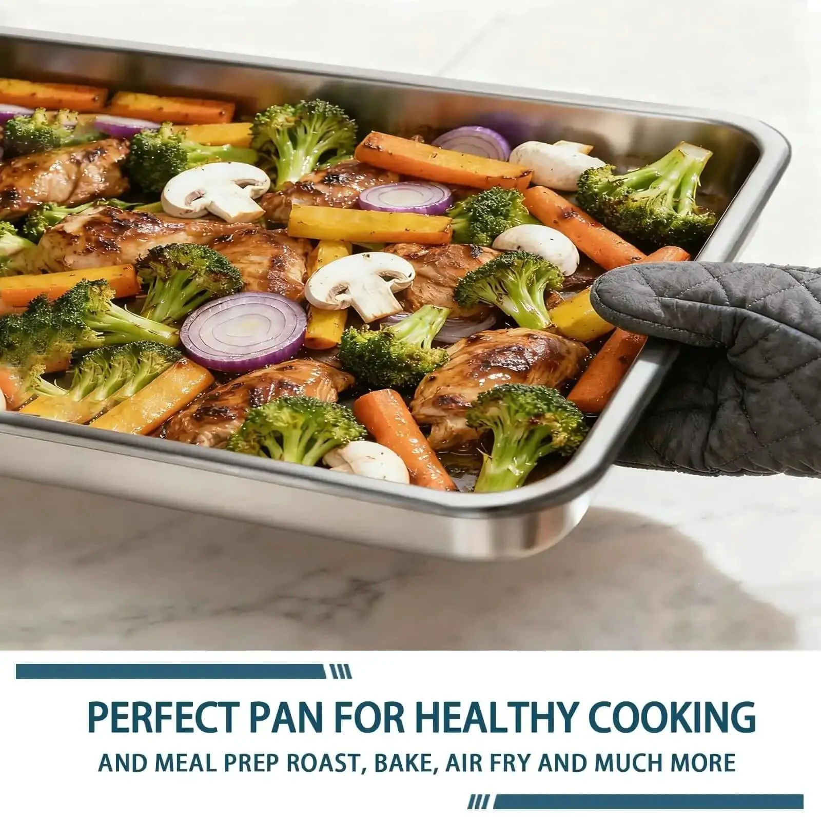 Six Pack Half Size Aluminum Baking Sheets Set For Oven Roasting PFOA PFOS PTFE Free Bare Aluminum Heavy Duty Trays That Will Not Warp 13 By 17 Inch Commercial Grade Cookie Sheets For Baking And Roasting - Image 4