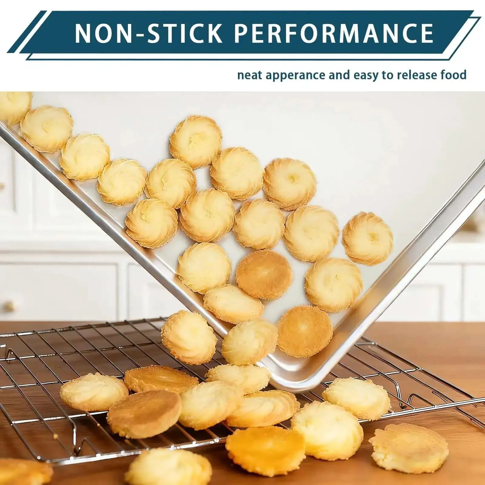 Six Pack Half Size Aluminum Baking Sheets Set For Oven Roasting PFOA PFOS PTFE Free Bare Aluminum Heavy Duty Trays That Will Not Warp 13 By 17 Inch Commercial Grade Cookie Sheets For Baking And Roasting - Image 6