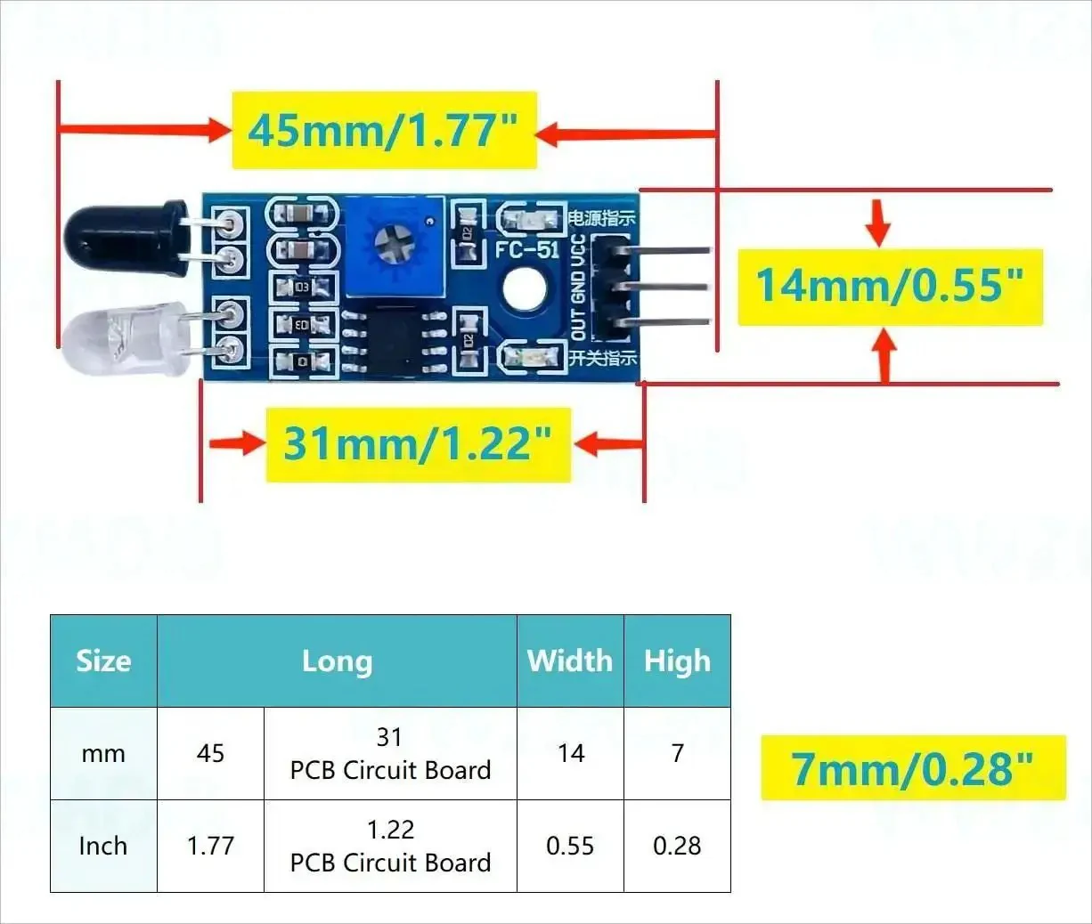 Six Pack IR Infrared Reflective Sensor Module Three Wire Photoelectric For Arduino Obstacle Avoidance Line Tracking 2 To 30 Cm Range 3.3 To 5V Operation - Image 6