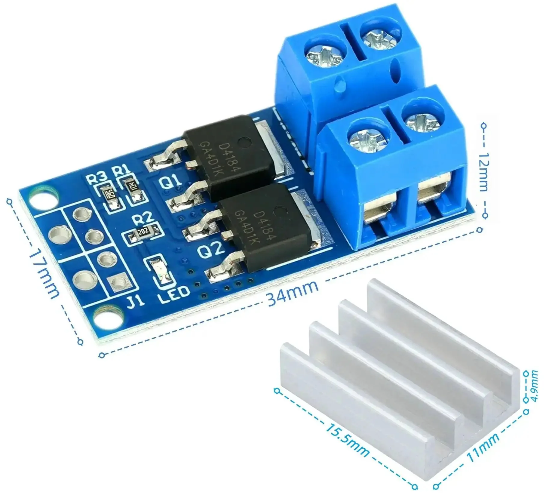 Six Pack MOSFET Switch Drive Modules PWM Control Kit For Motors LEDs And Light Bulbs 5V To 36V 15A Continuous 30A Peak 400W Each Includes Heat Sinks Screwdriver And Mounting Hardware - Image 6