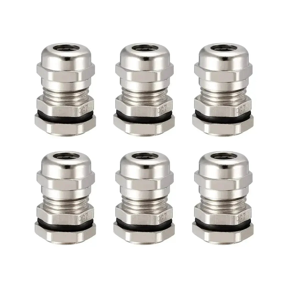 Six Pack PG7 Cable Gland Metal Waterproof Connector for 3mm to 6.5mm Wire Diameters, Dustproof, Acid Resistant, Easy Install, Perfect for Machinery Control Boxes, Distribution Panels, and Electrical Gear