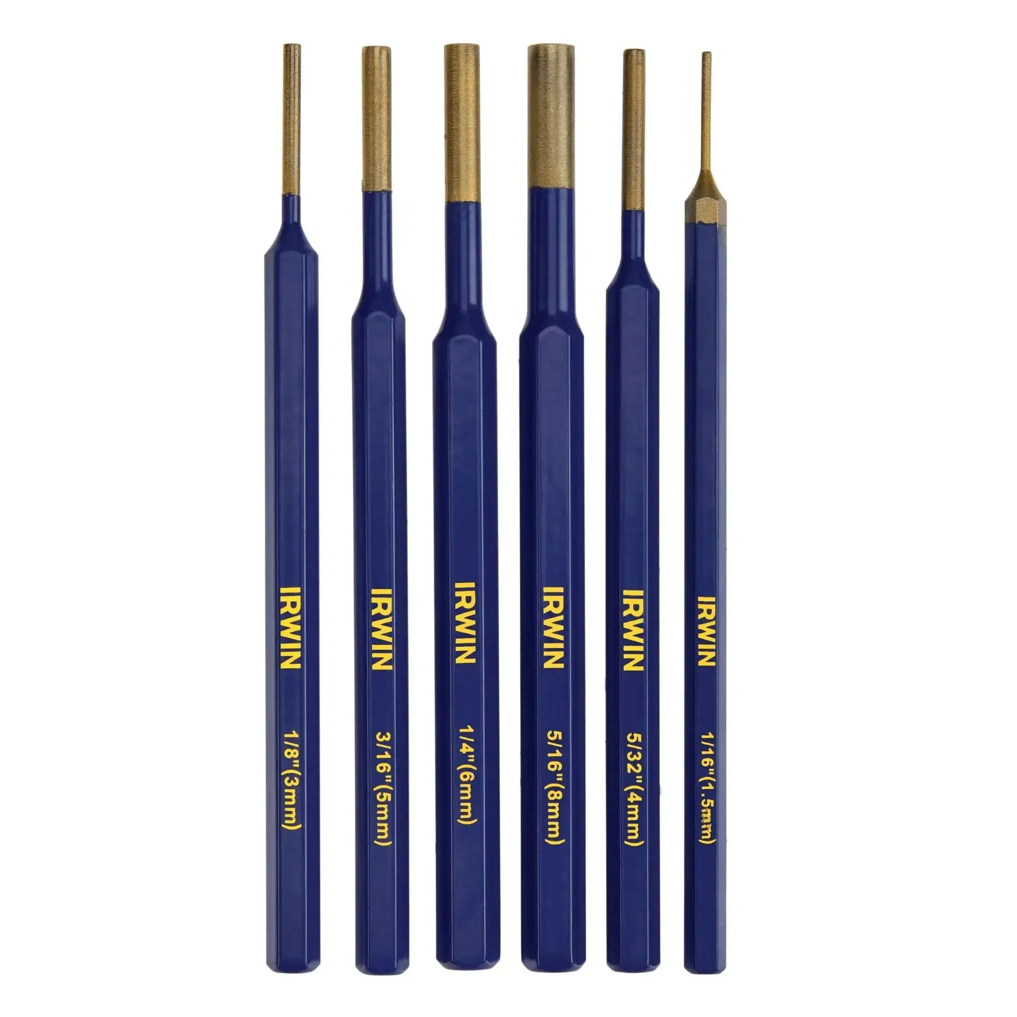 Six Pack Punch Set Built To Last With Tempered Tool Steel One Piece Construction For Durability Powder Coated For Quick Identification Includes Sizes One Sixteenth Inch Five Thirty Second Inch One Quarter Inch Five Sixteenth Inch And Other Common Sizes