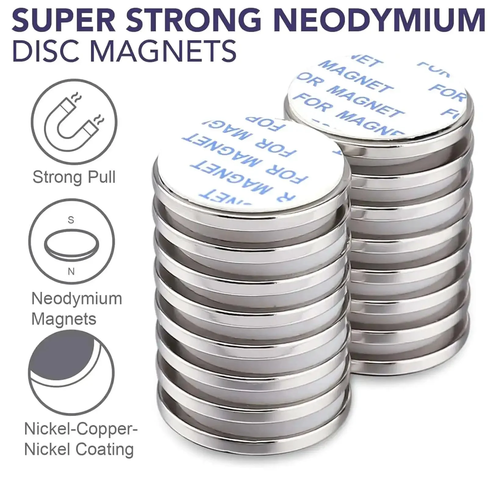 Six Pack Super Strong Neodymium Disc Magnets With Double Sided Adhesive For Fridge DIY Projects Craft Office And Scientific Use Heavy Duty Rare Earth Magnets 1.26 Inch Diameter By 1/8 Inch Thick - Image 7