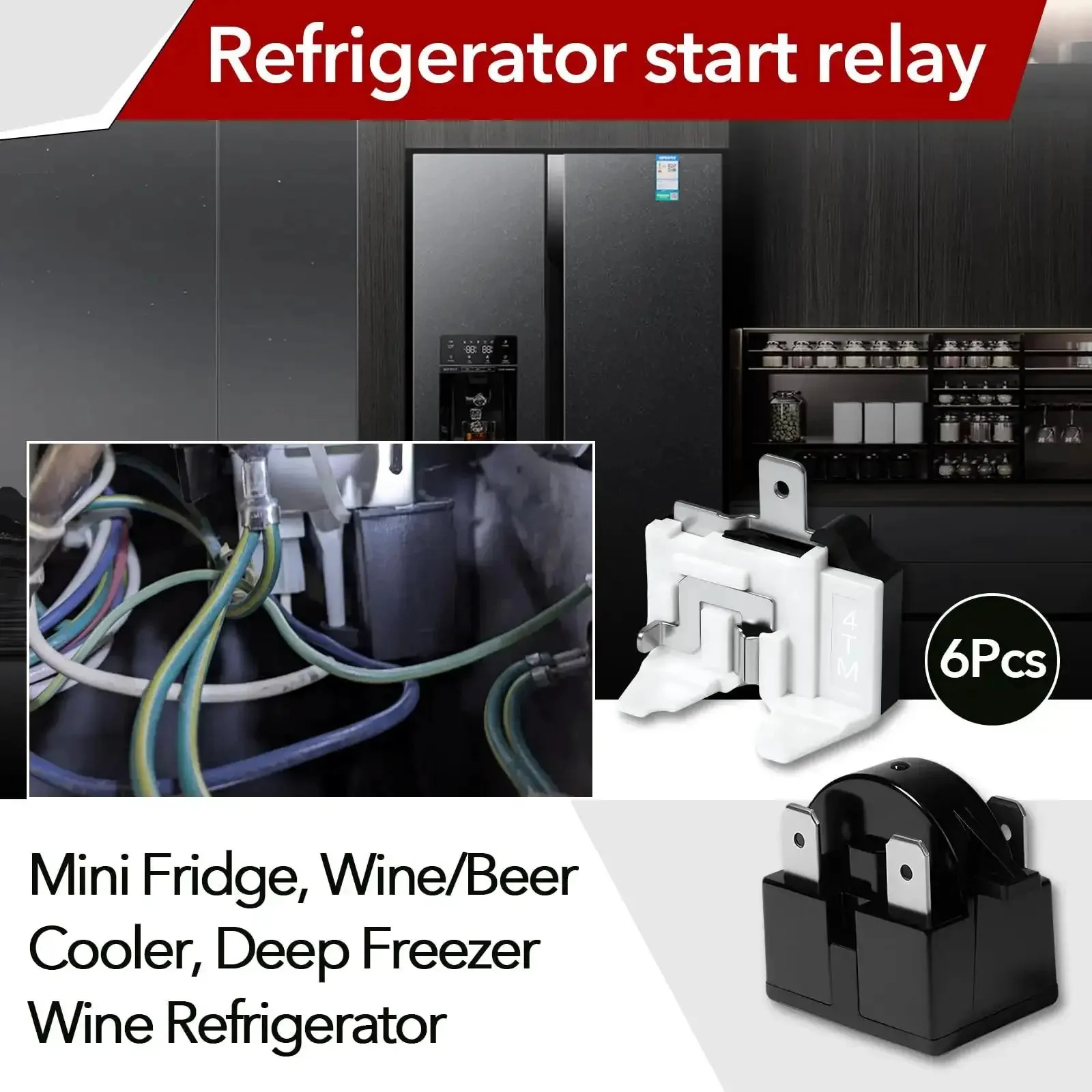 Six Pack Universal Refrigerator Start Relay And Overload Protector Kit Three Pin Four Point Seven Ohm Starter For DIY And Pro Repairs With Half HP Overload Compatible With Mini Fridge Beverage Cooler Wine Chiller And Freezer Replacement Parts - Image 7