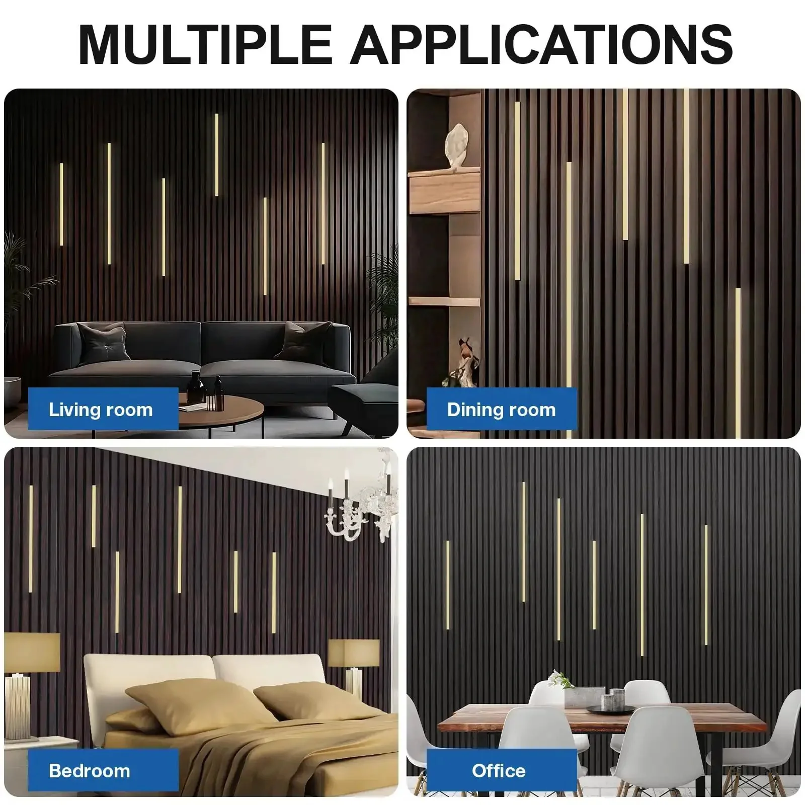 Six Pcs Wood Slat LED Recessed Lighting Kit With Self Adhesive 3000K Warm White Light Easy Install Smart Switch And Adjustable Brightness For Cabinets And Kitchen Counters 2x36 2x24 2x16 - Image 2