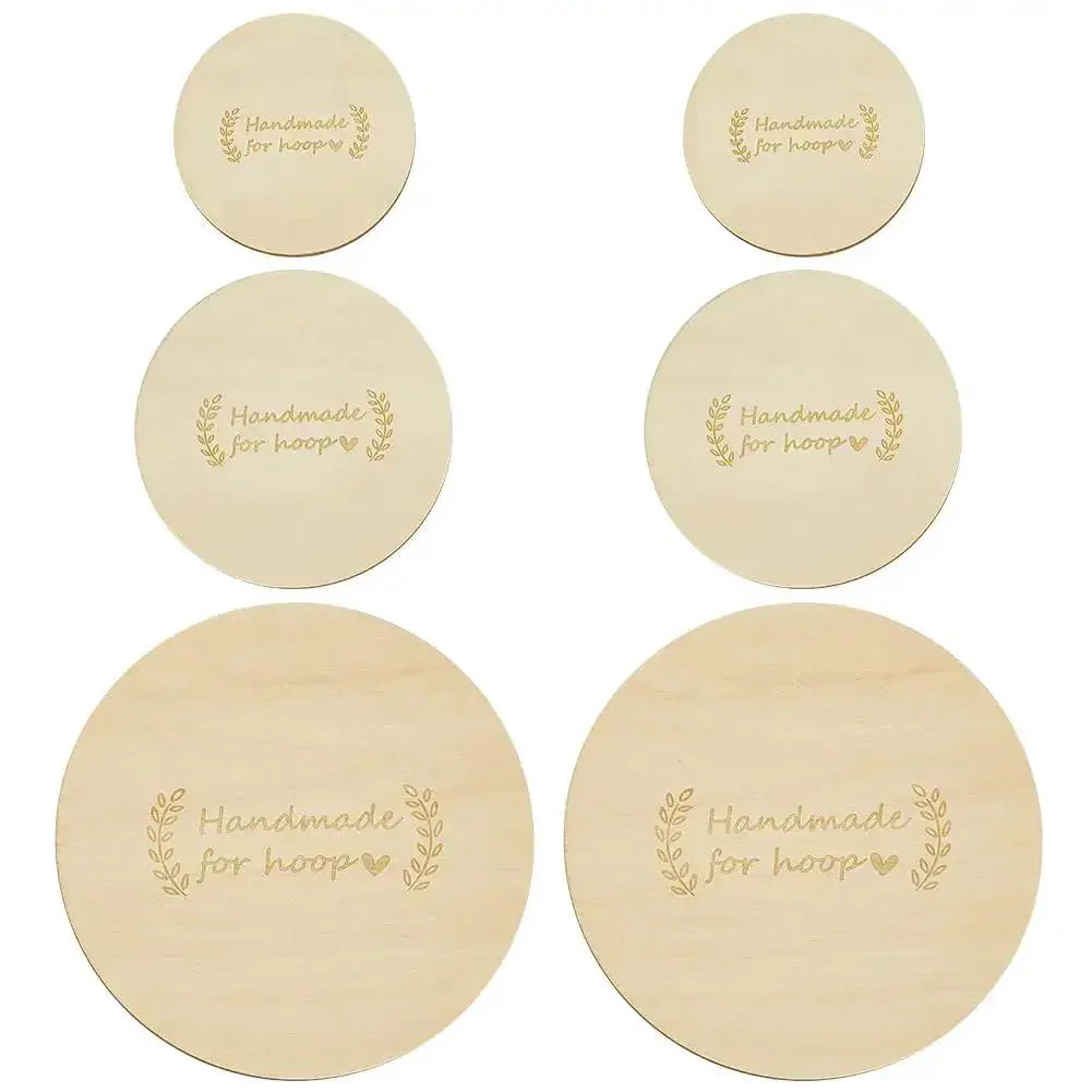 Six Pcs Wooden Backing Plates For Finishing Embroidery Hoops In Three Round Sizes 5.9In, 3.9In And 3In, Perfect For Christmas Ornament Making And DIY Sewing Craft No Hanging Ring Included