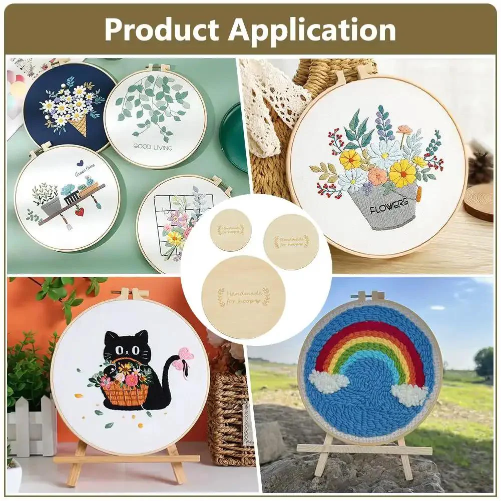 Six Pcs Wooden Backing Plates For Finishing Embroidery Hoops In Three Round Sizes 5.9In, 3.9In And 3In, Perfect For Christmas Ornament Making And DIY Sewing Craft No Hanging Ring Included - Image 2