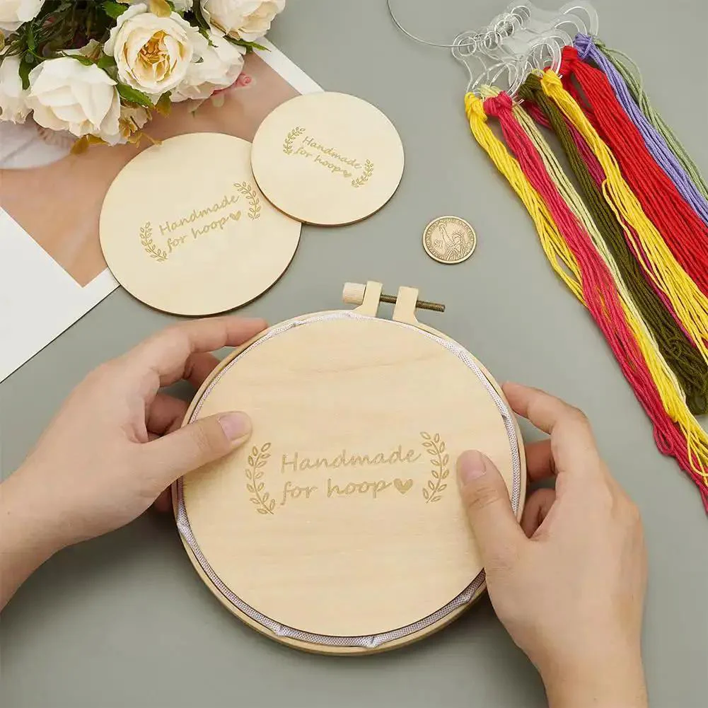 Six Pcs Wooden Backing Plates For Finishing Embroidery Hoops In Three Round Sizes 5.9In, 3.9In And 3In, Perfect For Christmas Ornament Making And DIY Sewing Craft No Hanging Ring Included - Image 5