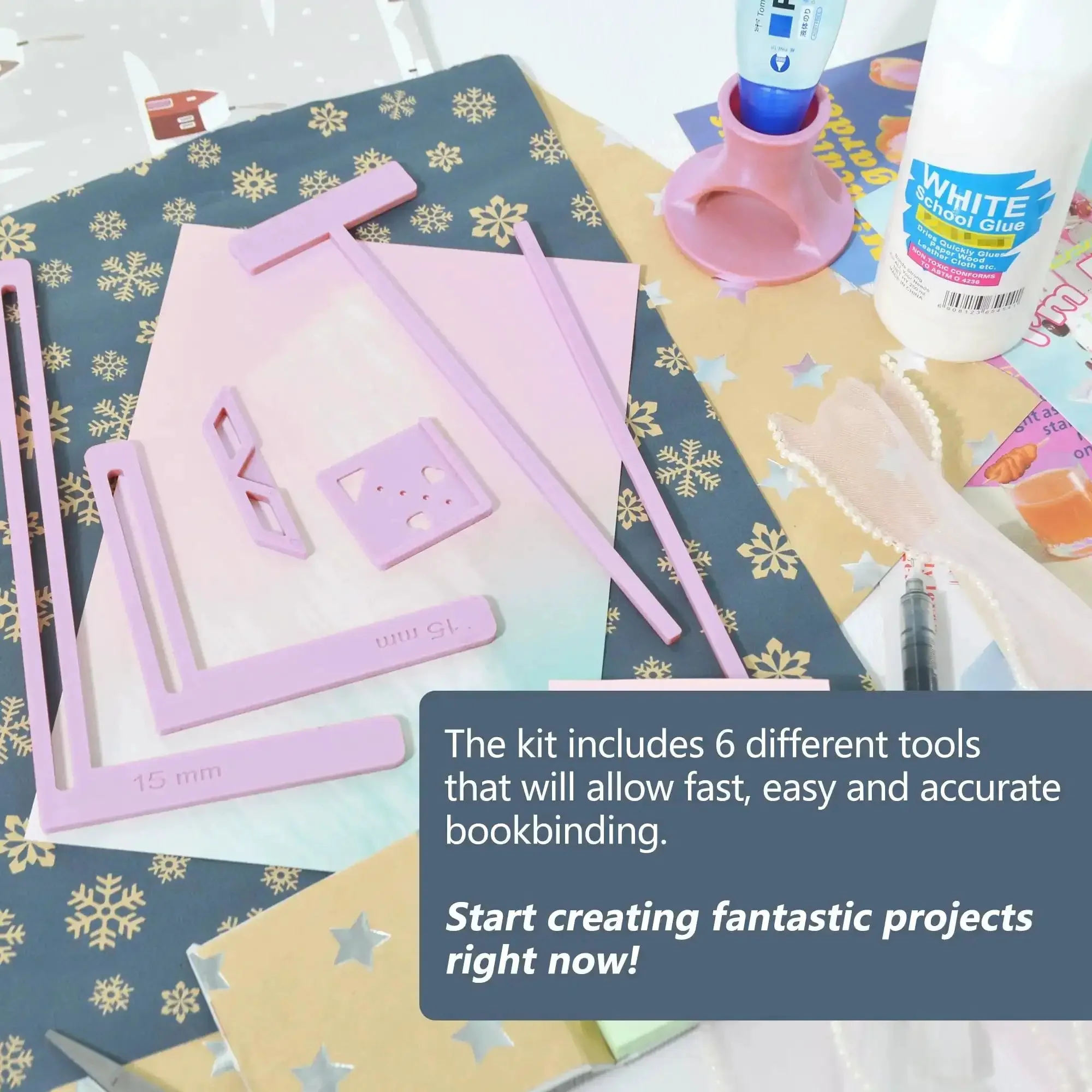 Six Piece Bookbinding And Scrapbooking Tool Kit With Durable Plastic Templates For Starters Includes Stencils And Cutter Guides To Create Notebooks Junk Journals Calendars And Handbooks - Image 5