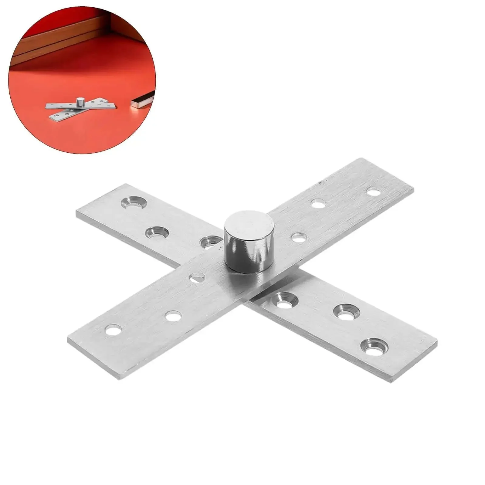 Six Piece Built Tough Heavy Duty Stainless Steel Hidden Door Pivot Hinges Set With 360 Degree Rotation For Secret Bookcase, Cabinet And Interior Doors, Concealed Minimalist Hardware That Keeps Your Space Sleek And Modern - Image 2