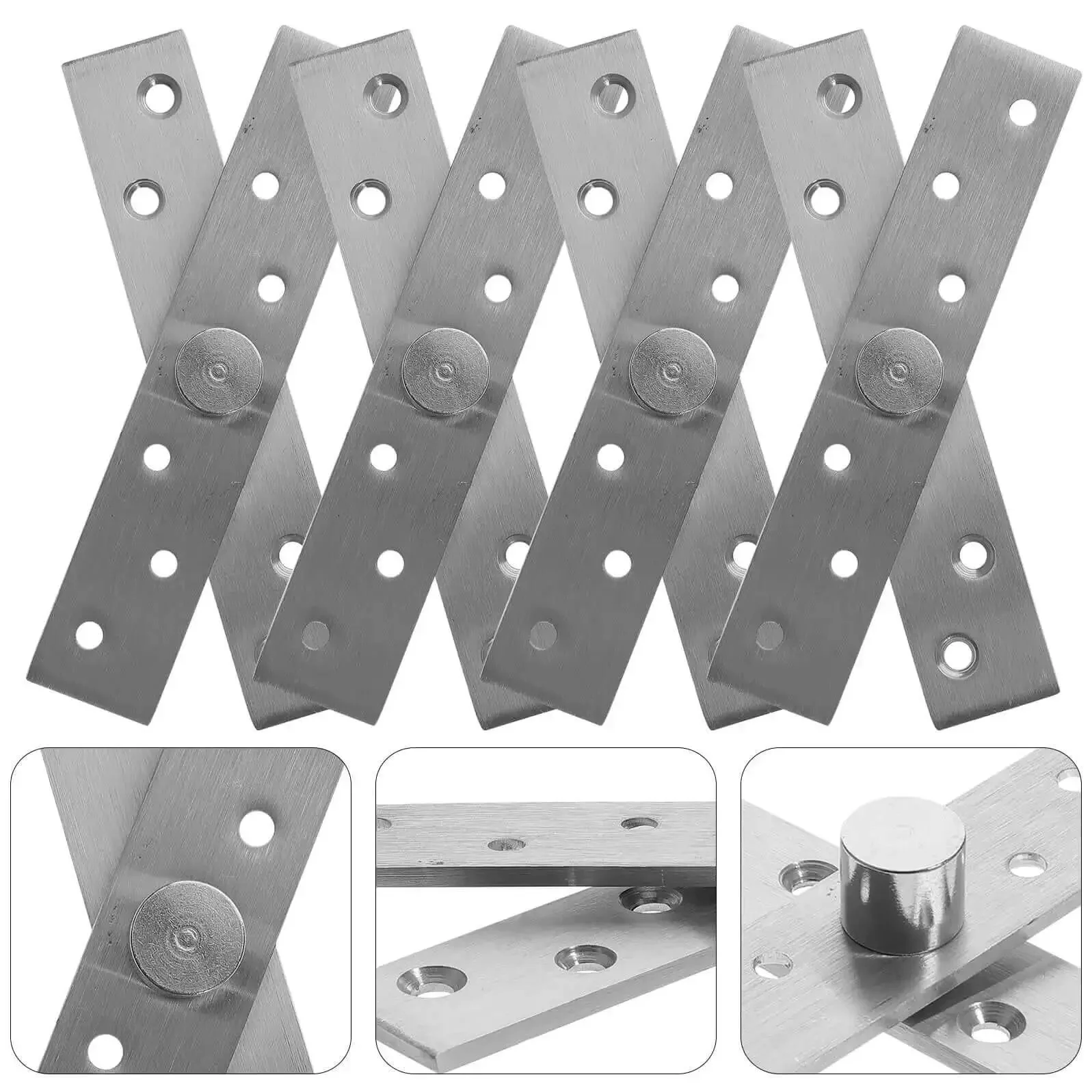 Six Piece Built Tough Heavy Duty Stainless Steel Hidden Door Pivot Hinges Set With 360 Degree Rotation For Secret Bookcase, Cabinet And Interior Doors, Concealed Minimalist Hardware That Keeps Your Space Sleek And Modern - Image 4