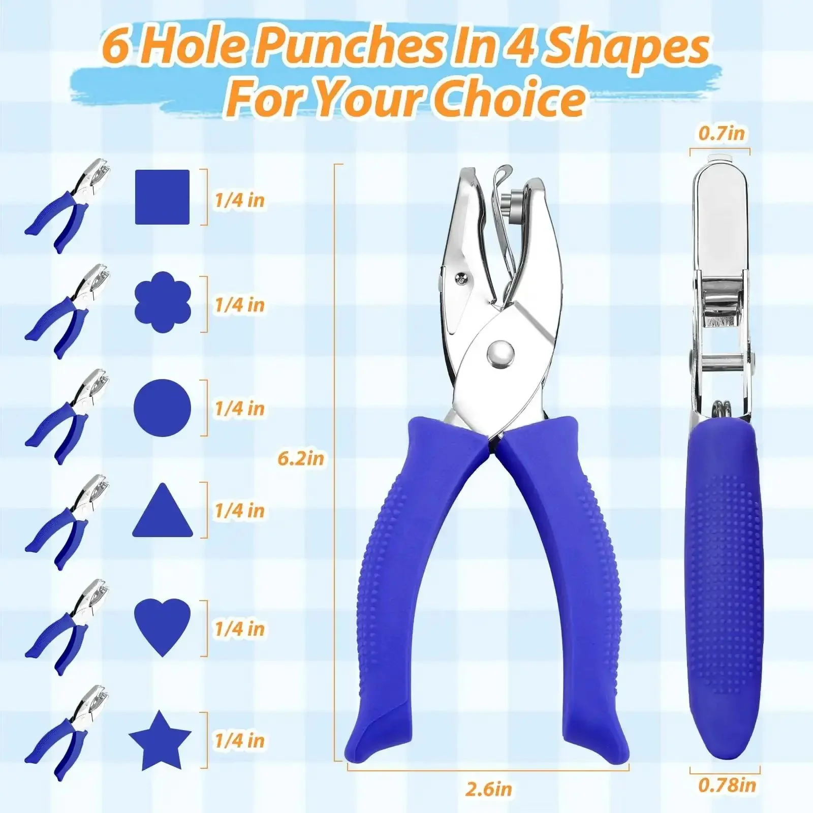 Six Piece Craft Hole Punch Set With One Quarter Inch Punches For Scrapbooking And Card Making Includes Round Square Floral Heart Star And Triangle Shapes Totally Handy Lightweight Tool With Soft Grip Handles For Easy Binders And Tabs - Image 7