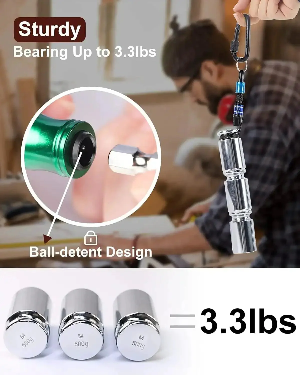 Six Piece One Quarter Inch Hex Shank Aluminum Bit Holder Set With Quick Change Extension Bar Keychain Drill Adapter, Lightweight Portable Black Carabiner, Fits Most Electric And Handheld Screwdrivers, Must-Have Gear For Men And DIY Fans - Image 6