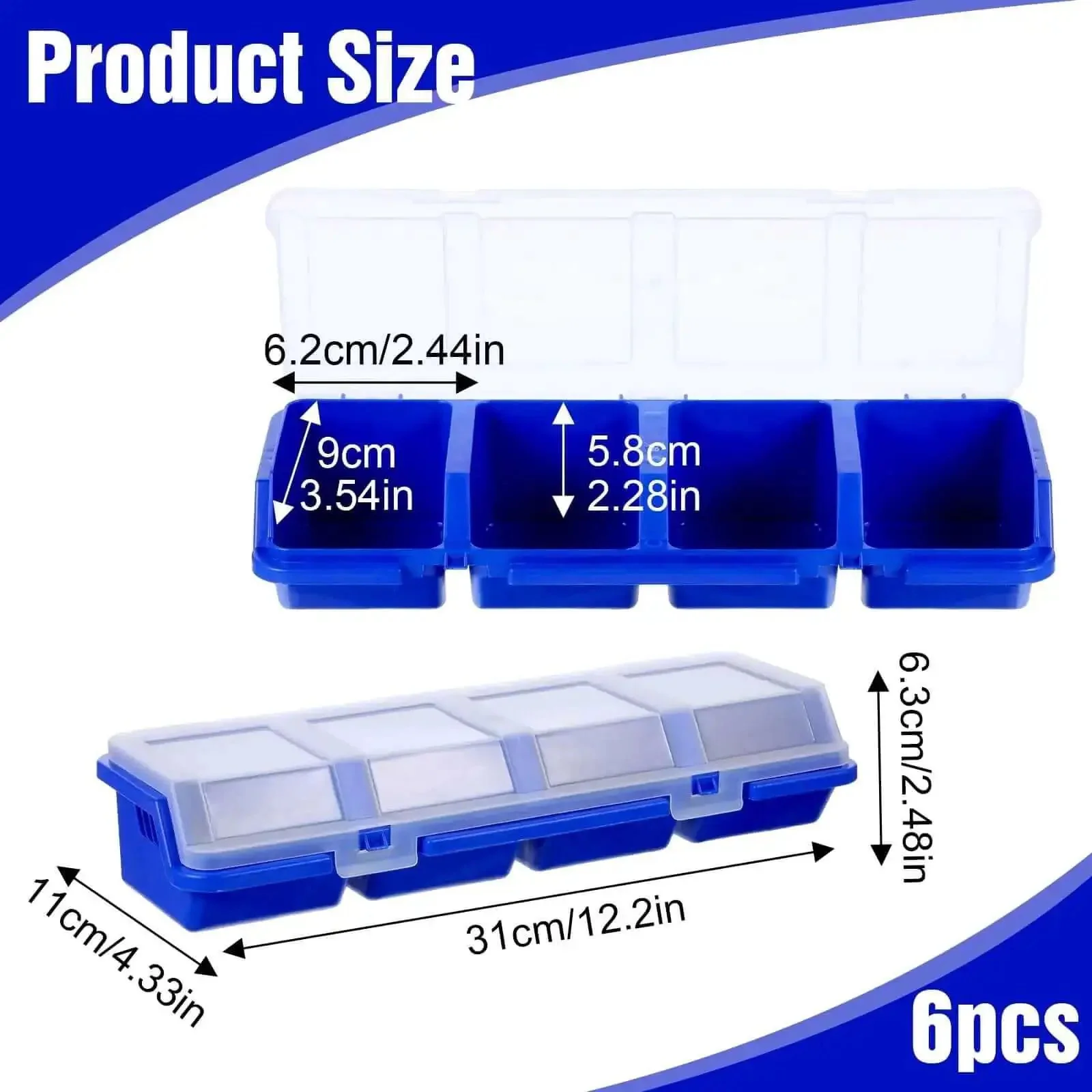 Six Piece Screw Organizer Box With Lids Slanted Opening For Easy Grab And Go Access Four Divider Compartments Locking Latches Handy Garage Toolbox Case For Nails Bolts Small Parts And Hardware - Image 4