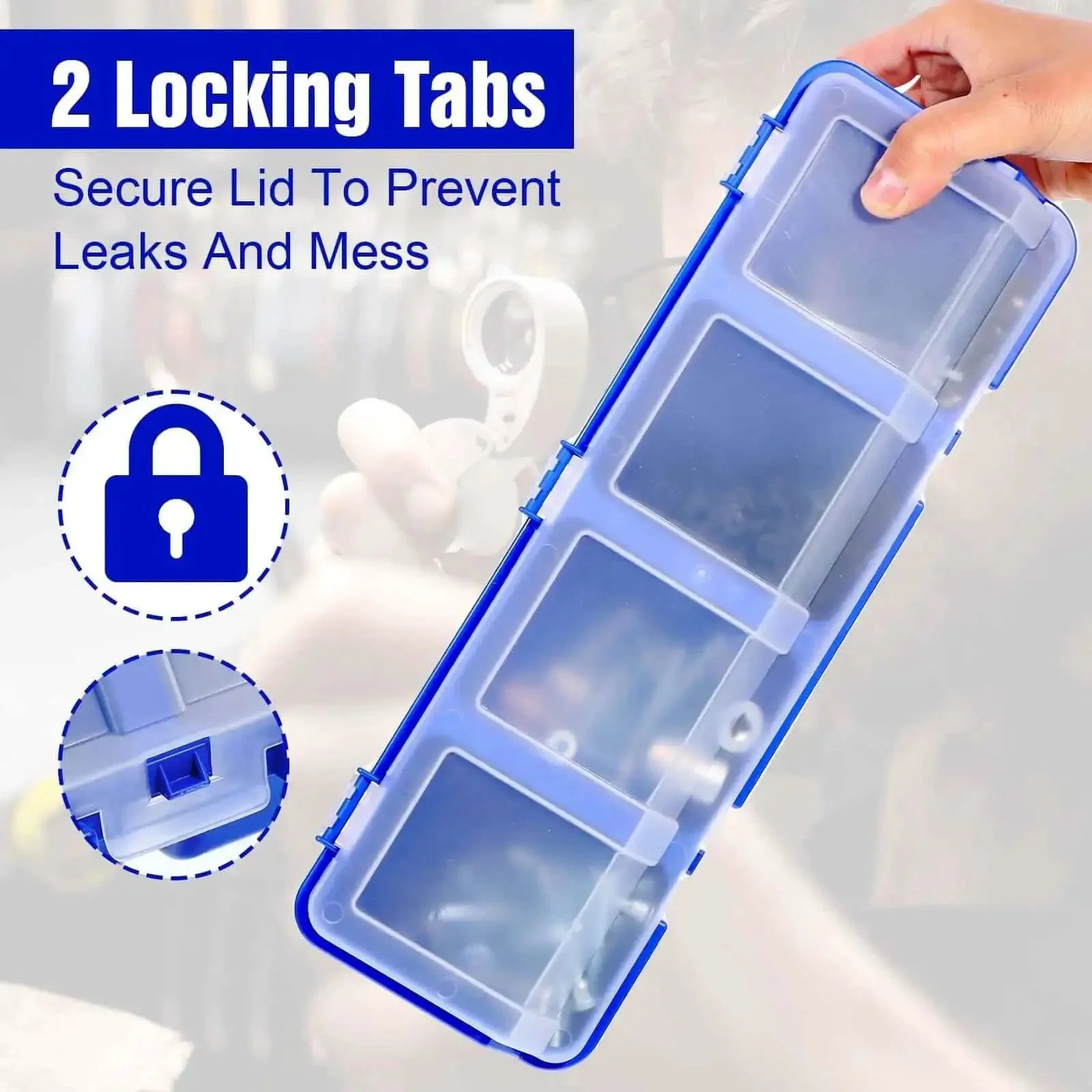 Six Piece Screw Organizer Box With Lids Slanted Opening For Easy Grab And Go Access Four Divider Compartments Locking Latches Handy Garage Toolbox Case For Nails Bolts Small Parts And Hardware - Image 7