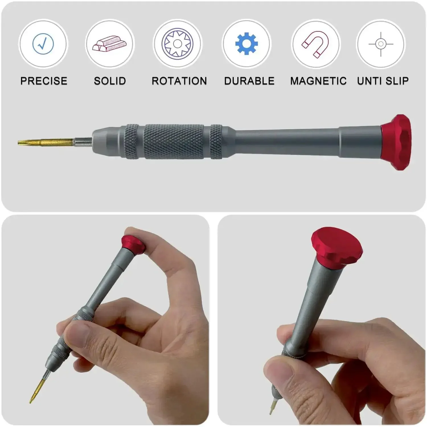 Six Point T6 Magnetic Precision Screwdriver With Rotating Cap For Micro Electronics And Laptop Repairs, S2 Steel Tip, Anti Slip Grip, Handy Micro Screwdriver For Computer And Tiny Hardware, Keeps Small Screws Secured - Image 2