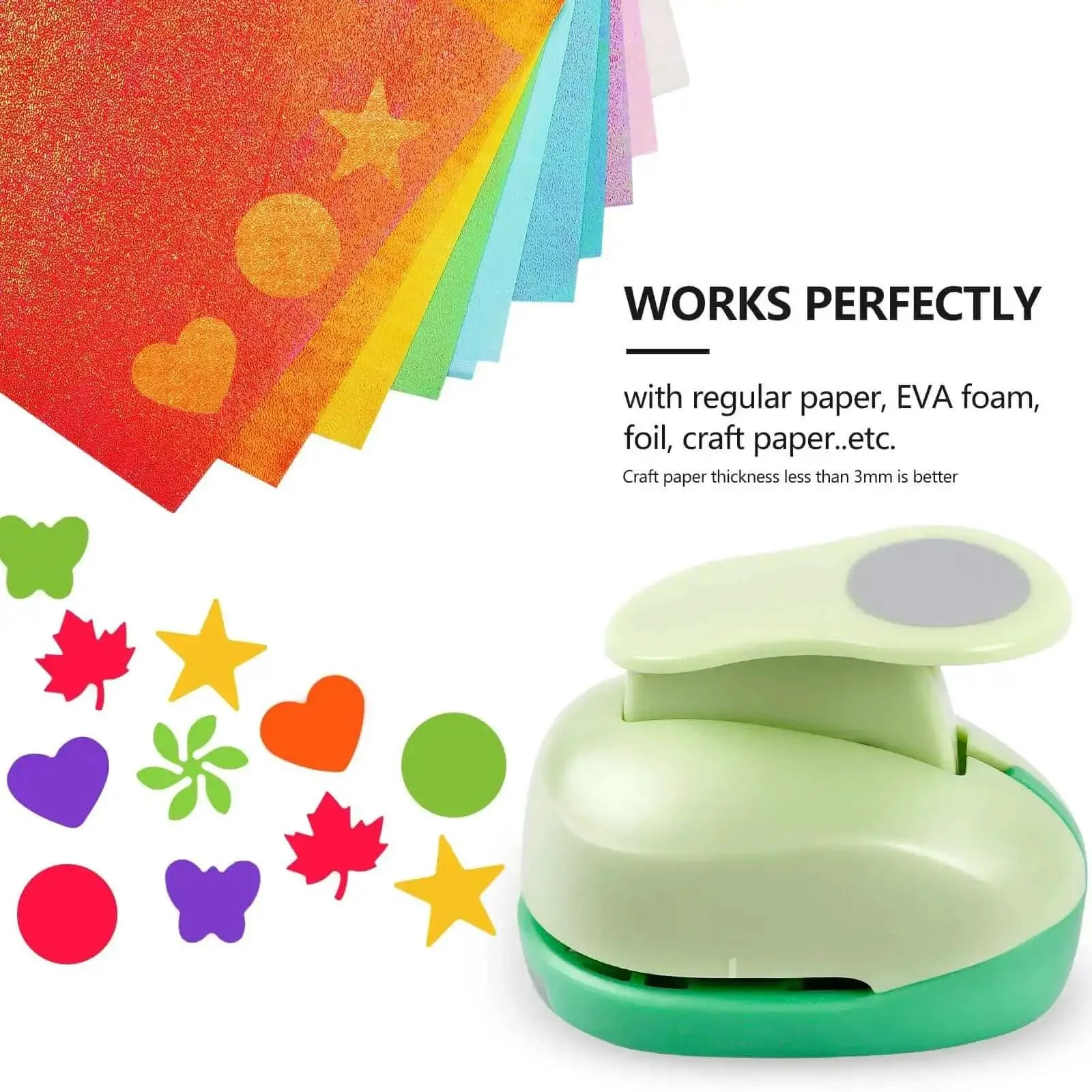 Six Shape 1 Inch Craft Hole Punch Set With Heart Circle Star Butterfly Maple Leaf And Flower Punches For Scrapbooking DIY Cards And Paper Craft Projects No Jam Easy To Use - Image 6