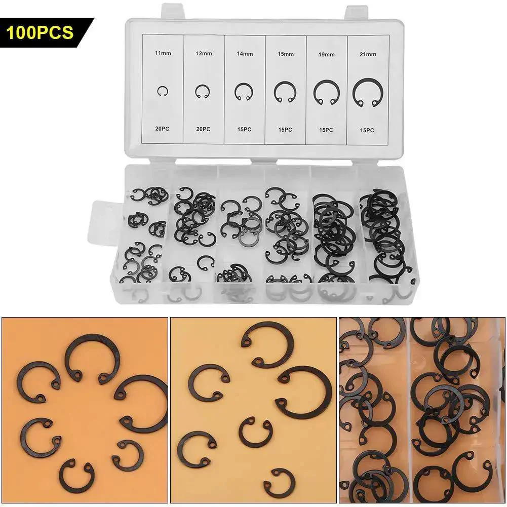 Six Size C Clips Snap Ring Assortment Kit 11mm To 21mm In Durable Metal With Box For Dowel Pins And Shaft Grooves Prevents Lateral Movement Great For Mechanical Projects And Repairs - Image 3