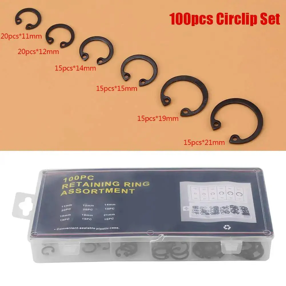 Six Size C Clips Snap Ring Assortment Kit 11mm To 21mm In Durable Metal With Box For Dowel Pins And Shaft Grooves Prevents Lateral Movement Great For Mechanical Projects And Repairs - Image 5