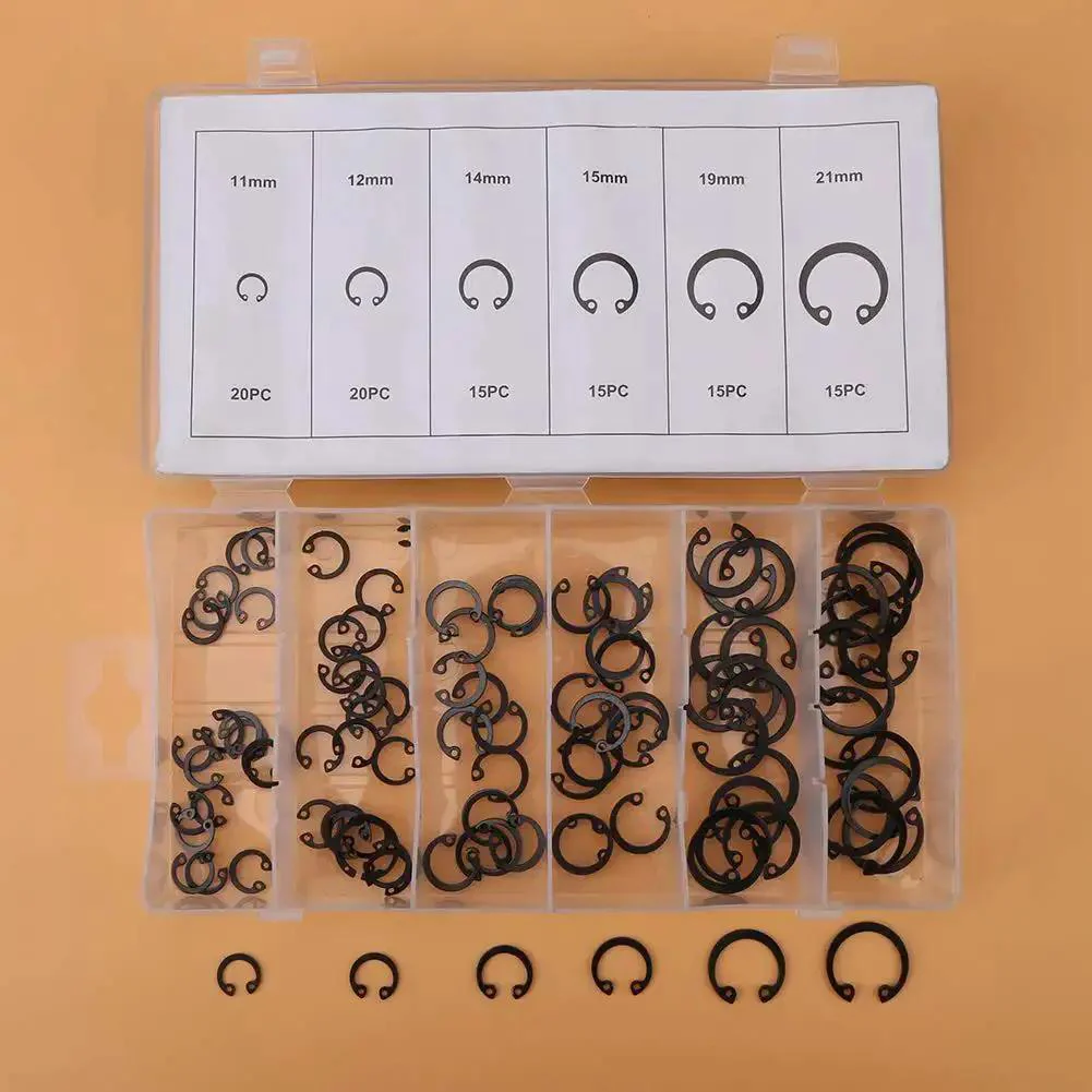 Six Size C Clips Snap Ring Assortment Kit 11mm To 21mm In Durable Metal With Box For Dowel Pins And Shaft Grooves Prevents Lateral Movement Great For Mechanical Projects And Repairs - Image 8