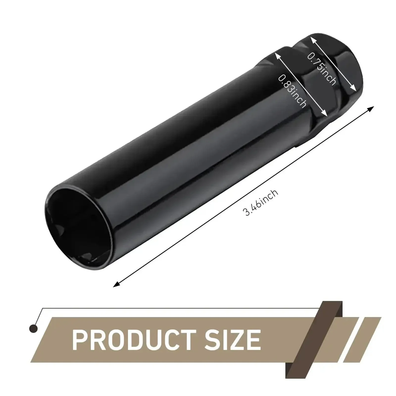 Six Spline Lug Nut Socket Kit With Three Quarters Inch And Thirteen Sixteenths Inch Hex, Fits One Half Inch Lug Nuts M12x1.5 And M12x1.25, Wheel Nut Removal Tool, Heavy Duty CR-V Alloy Construction, Black - Image 6