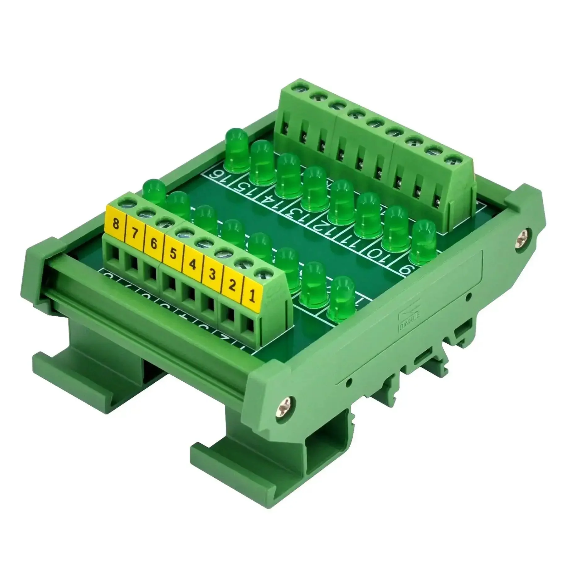 Sixteen Channel Green LED Indicator Light Module For DIN Rail Mount 5 To 50V DC Common Positive And Negative, 5mm LEDs, 5.0mm Screw Terminal Blocks, Easy Hookup For 26 To 12 AWG Wire, 7mm Strip - Image 6