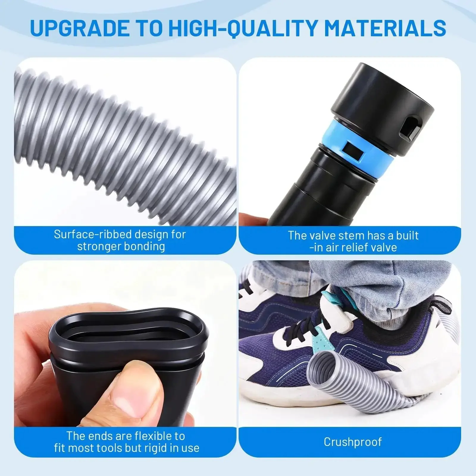 Sixteen Foot Vacuum Hose Extension Kit With Six Adapters For Three Quarter, One, One And Quarter, And One And Half Inch Ports, Ideal Dust Collection For Home Shop, Works With Ridgid, Craftsman, DeWalt, Vacmaster, Skil And Major Vacuum Brands - Image 2