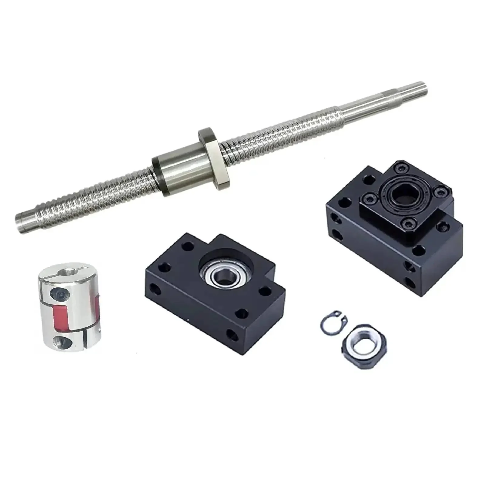 Sixteen Millimeter Ball Screw SFS1610 With Eight Hundred Forty Millimeter Length Ten Millimeter Lead High Speed No Backlash Silent Linear Motion Standard End Machining BK12 BF12 Bearing End Supports Coupler Included Precision C7 Grade