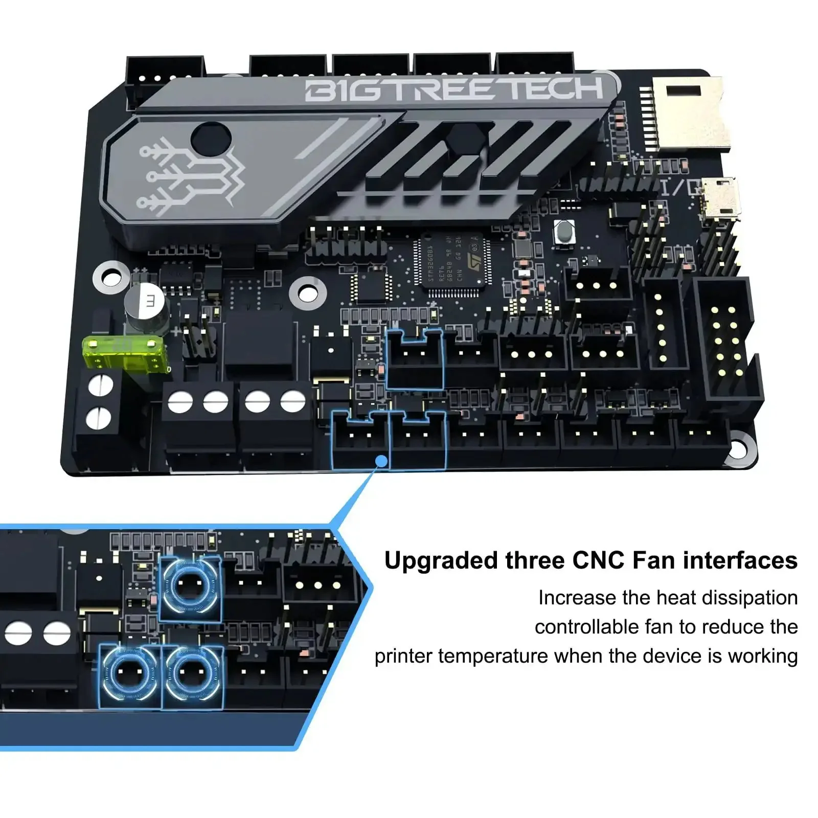 SKR Mini E3 V3 32 Bit Control Board With Integrated TMC2209 UART Stepper Driver No Fuss Klipper And Marlin Ready Silent Motion Compatible With Ender 3 Ender 3 Pro Ender 3 V2 And Ender 5 3D Printers - Image 3