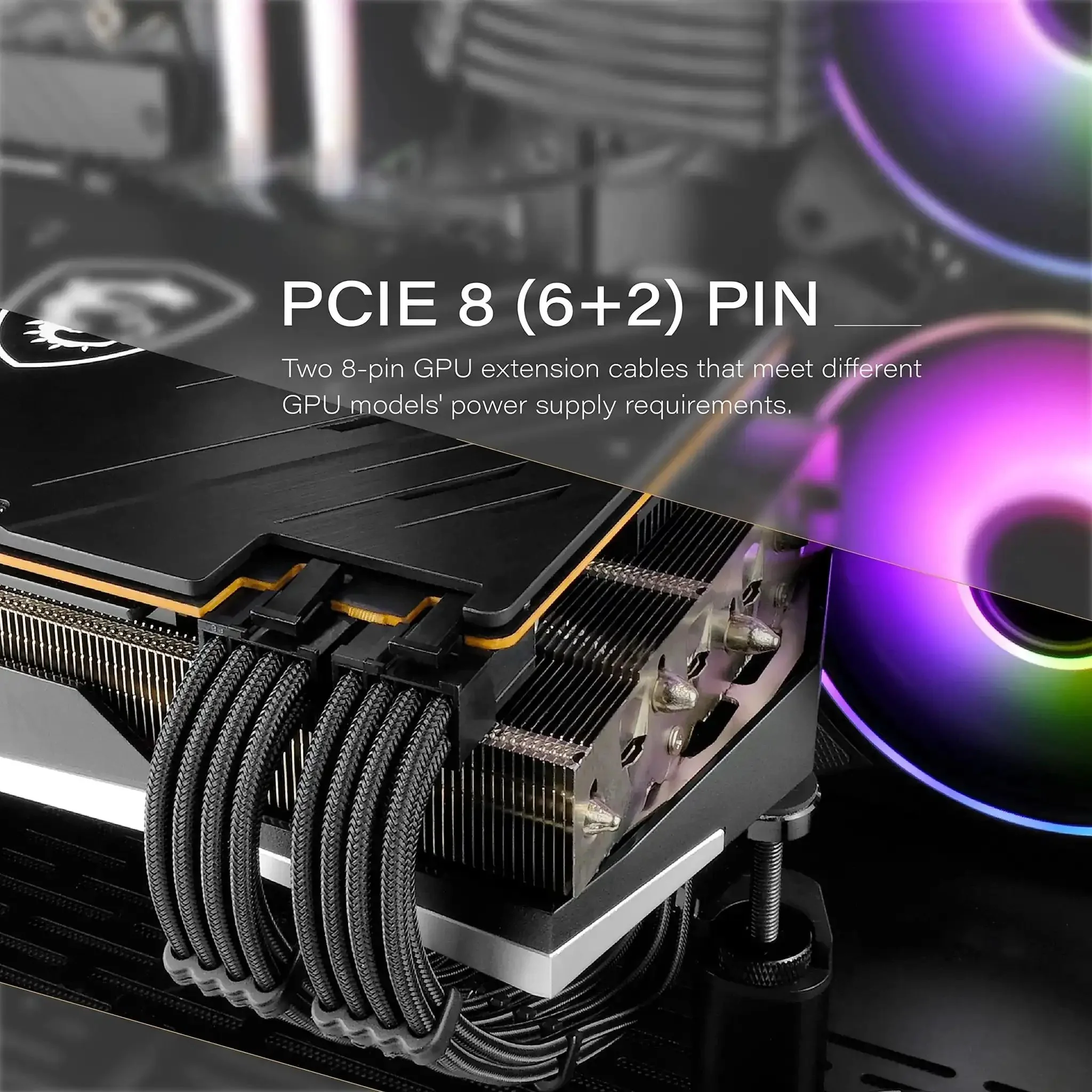 Sleeved PSU Cable Extension Kit For PC Builds With Nylon Braided Wires 24 Pin To 6 Plus 2 Pin And 8 Pin To 4 Plus 4 Pin 30 Cm Long Black ATX 3.0 Compatible High Efficiency GPU Power Cable Extension With Comb - Image 5
