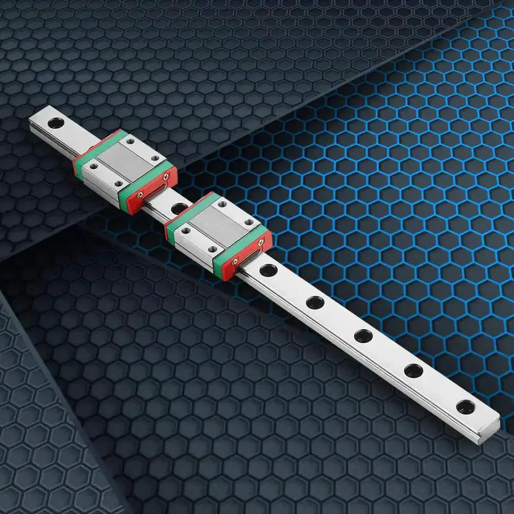 Slick Compact Miniature Linear Rail Guide Set 12mm Wide By 250mm Long With Two Slide Blocks High Precision Four Point Contact Bearings Steel Construction Lubrication System For CNC Tables And Tiny Motion Projects - Image 3