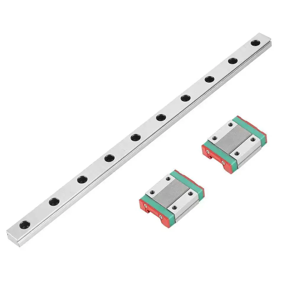 Slick Compact Miniature Linear Rail Guide Set 12mm Wide By 250mm Long With Two Slide Blocks High Precision Four Point Contact Bearings Steel Construction Lubrication System For CNC Tables And Tiny Motion Projects - Image 4