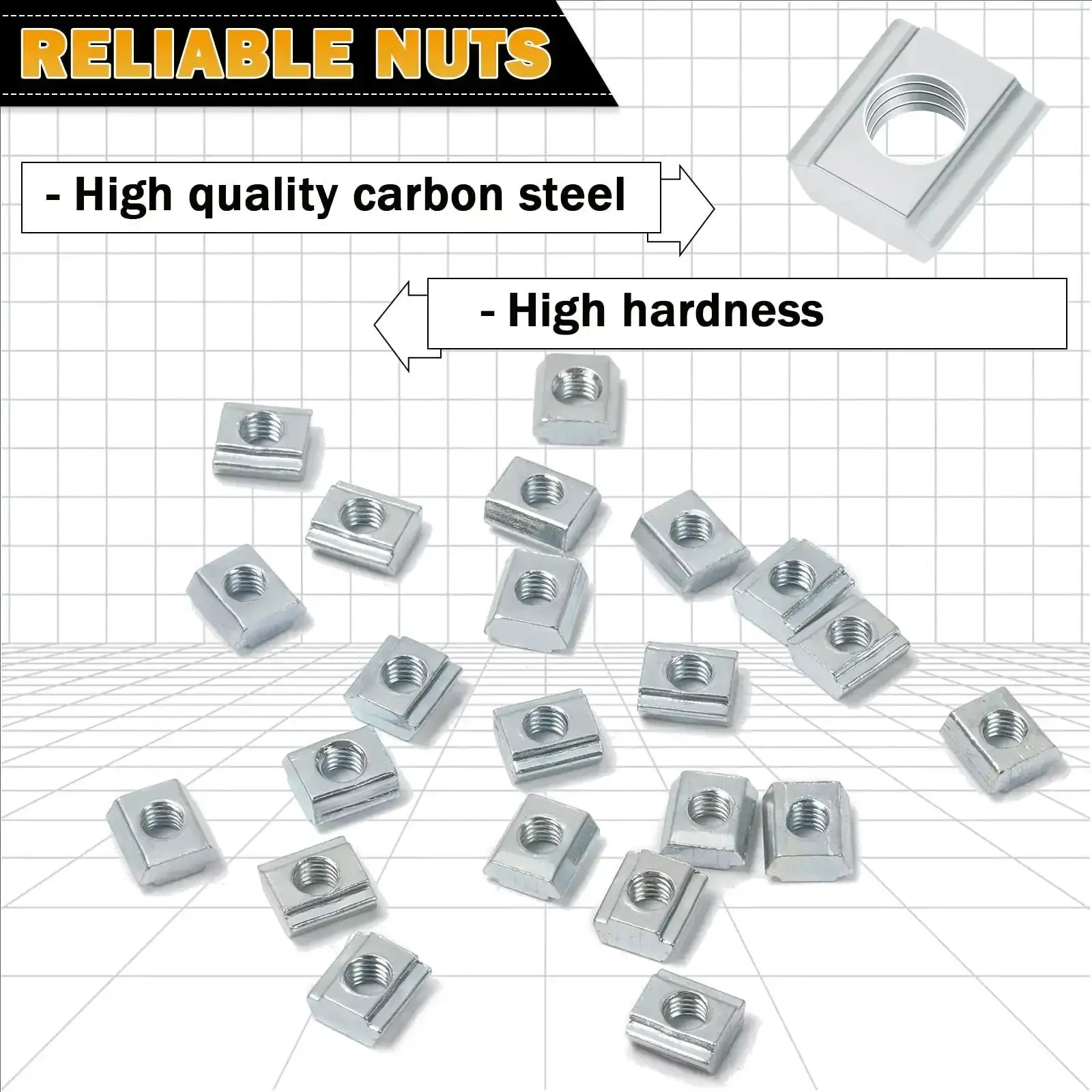 Sliding T Nuts M4 Thread For 2020 Series T Slot Aluminum Extrusion 6mm Profile Hammer Head Slide In Zinc Plated Carbon Steel Hardware For Projects Durable Quick Install For Secure Mounting - Image 3