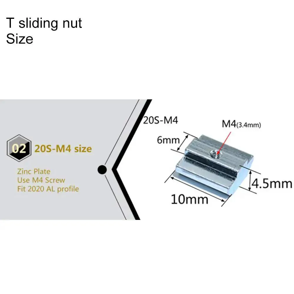 Sliding T Nuts M4 Thread For 2020 Series T Slot Aluminum Extrusion 6mm Profile Hammer Head Slide In Zinc Plated Carbon Steel Hardware For Projects Durable Quick Install For Secure Mounting - Image 7