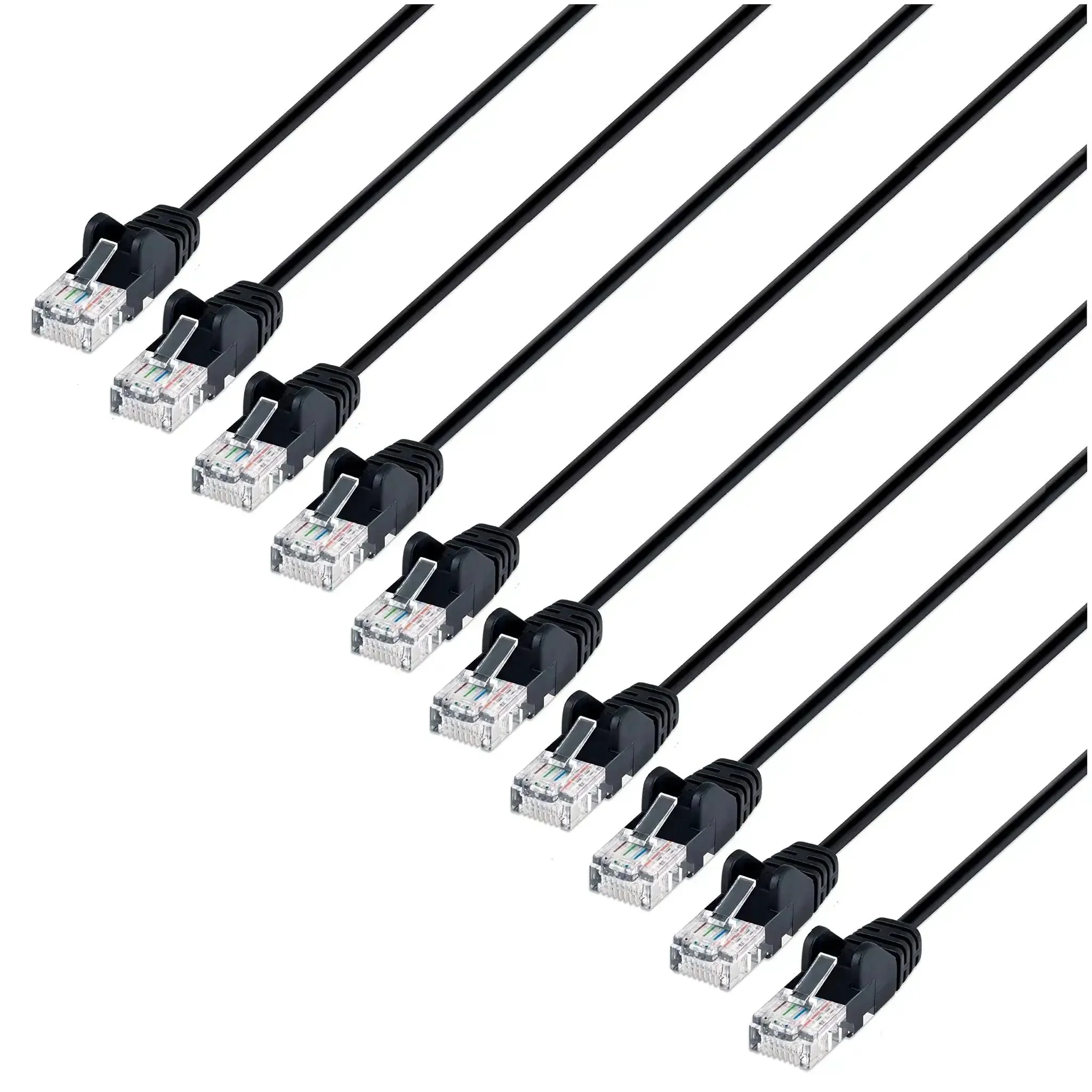 Slim Cat6 Ethernet Patch Cable 3ft 10 Pack Snagless Boot High Speed Network Cable 10Gbps 250MHz 30AWG Pure Bare Copper Gold Plated Contacts With Lifetime Warranty Black