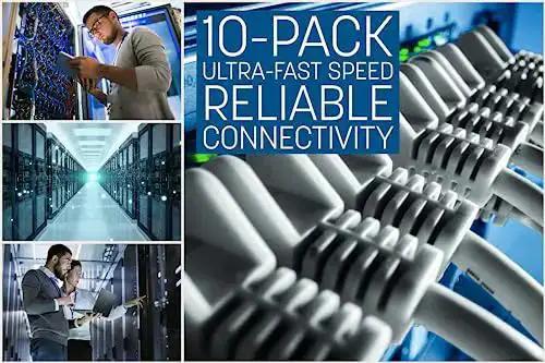 Slim Cat6 Ethernet Patch Cables 3 Ft, 10-Pack, 250 MHz, Snagless Boot, 30 AWG Bare Copper, Gold Plated Contacts, White, Lifetime Warranty, Great for Tight Cabinet Space and Corner Runs in Racks - Image 2